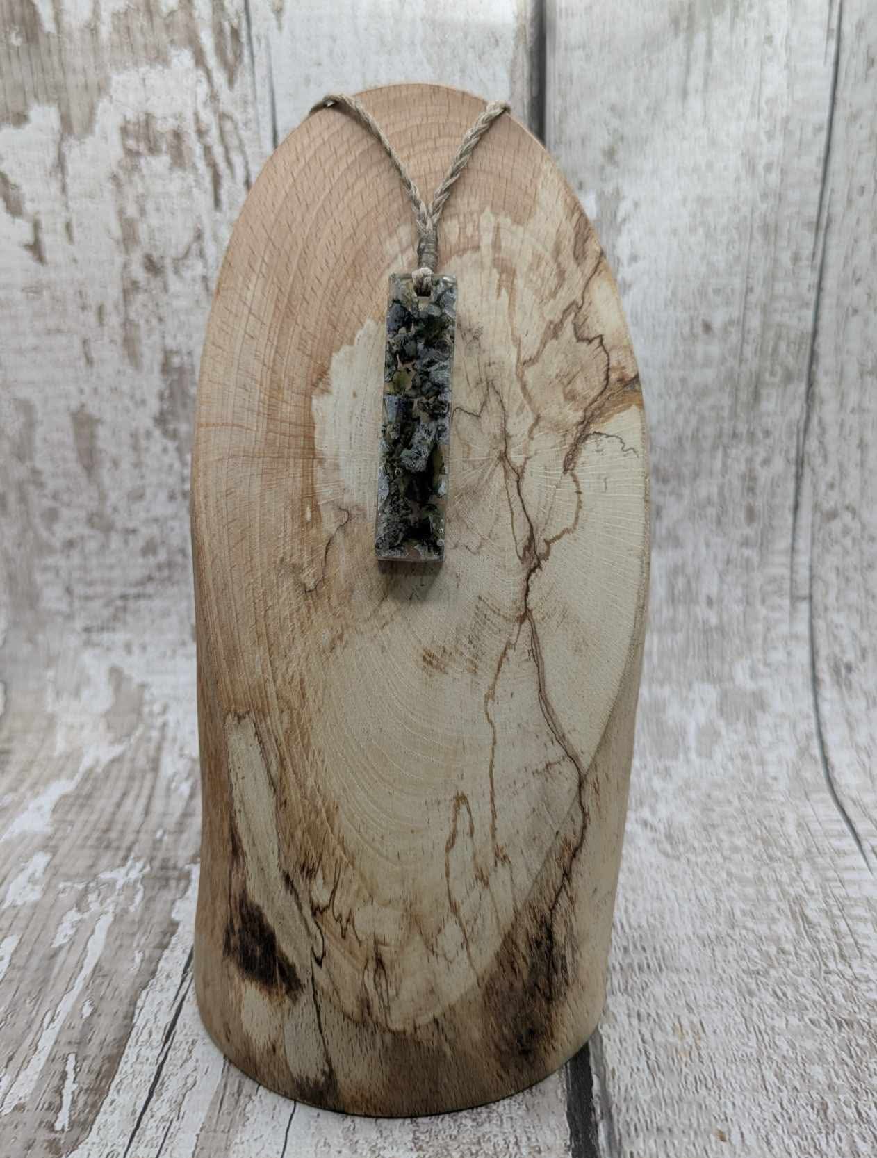 New Zealand mixed Pounamu chips pendant in UV resin.