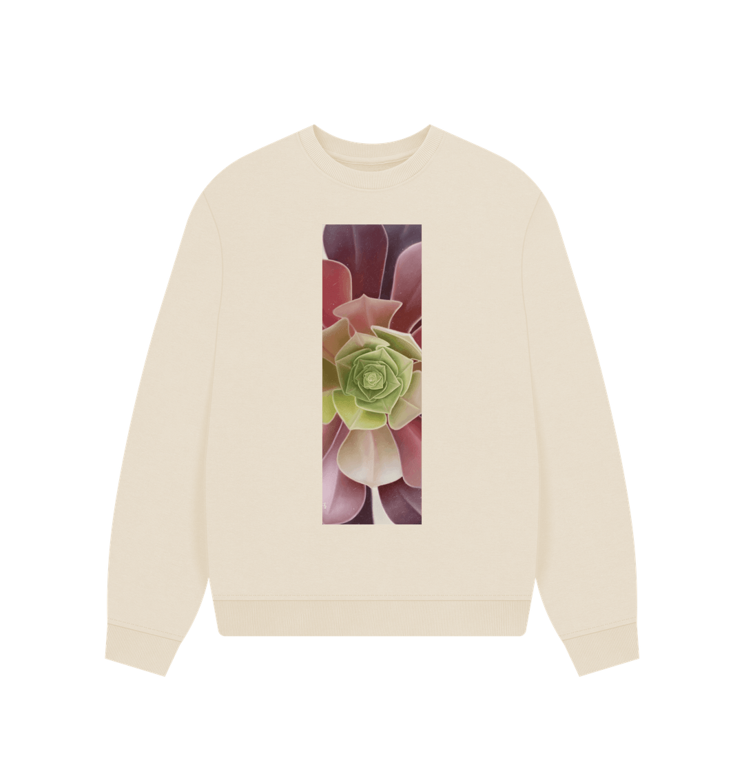 Oat Women\u2019s green to purple ombre succulent banner over sized hoodie.