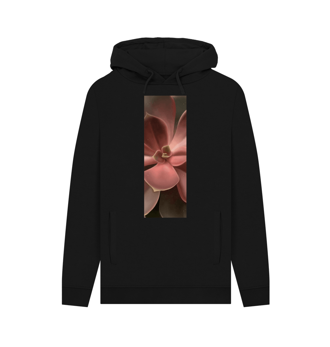 Black Unisex red to green ombr\u00e9 succulent banner hoodie.