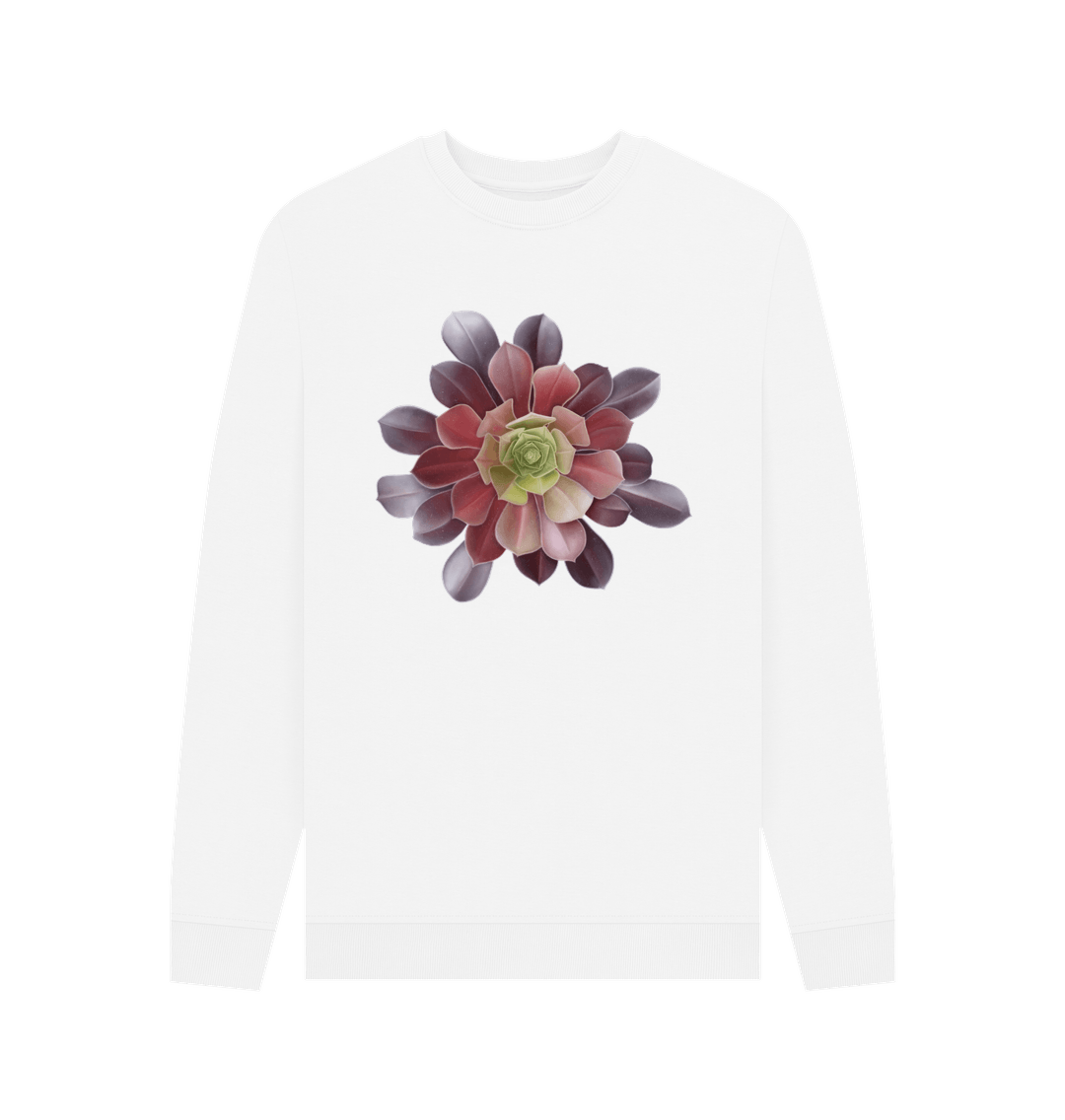 White Men\u2019s Green to red ombr\u00e9 succulent sweatshirt.
