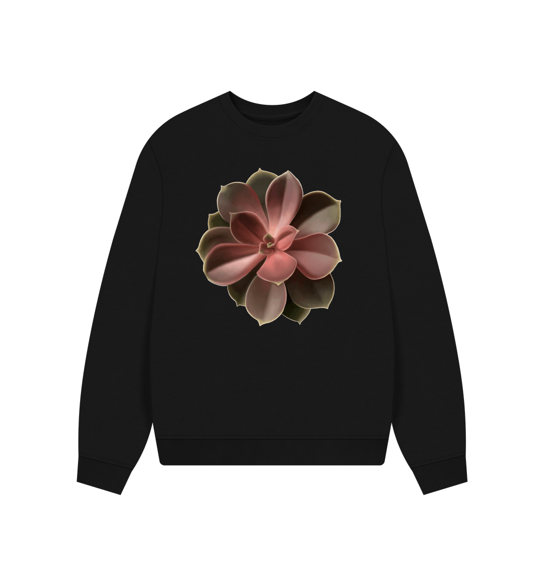 Black Red to green ombr\u00e9 succulent women\u2019s oversized sweatshirt.