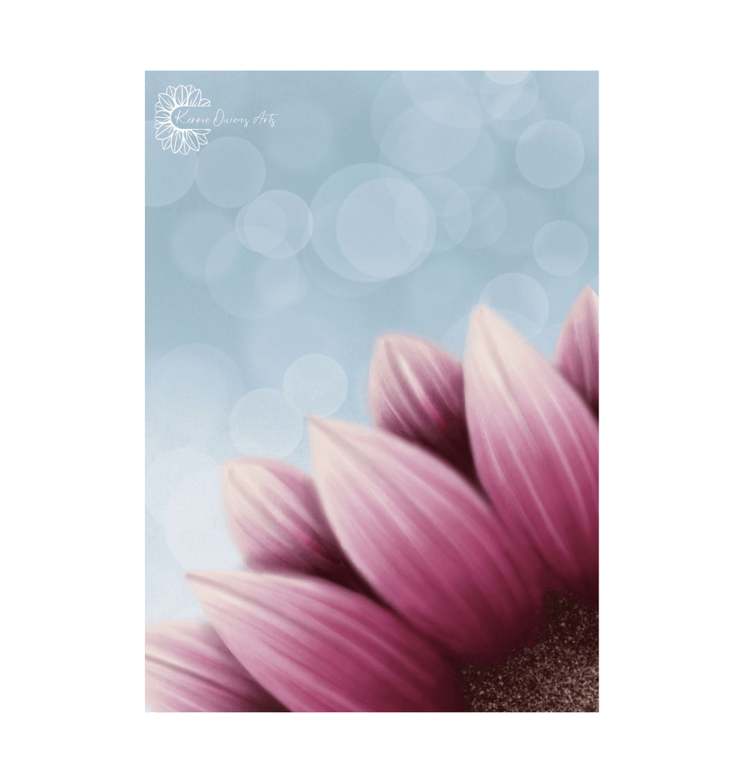 White Corner view pink sunflower poster print.