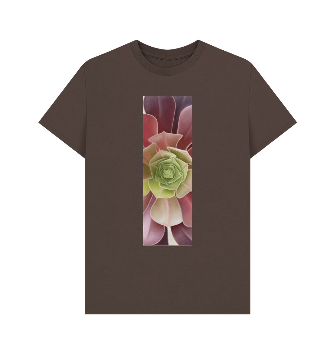 Chocolate Unisex green to purple ombr\u00e9 succulent banner T-Shirt.