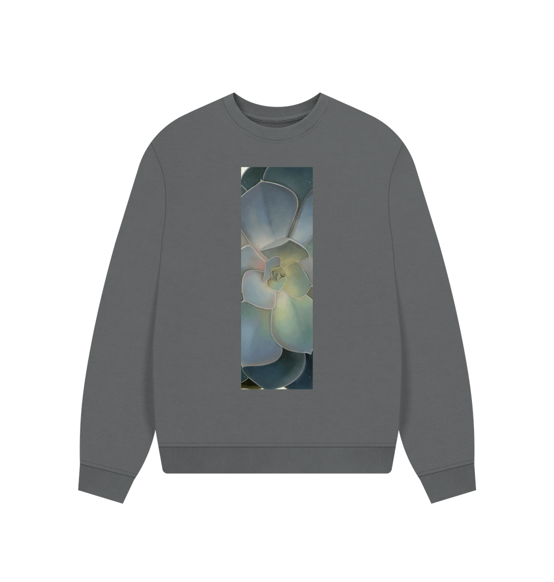 Slate Grey Women\u2019s green ombr\u00e9 succulent oversized Sweater.