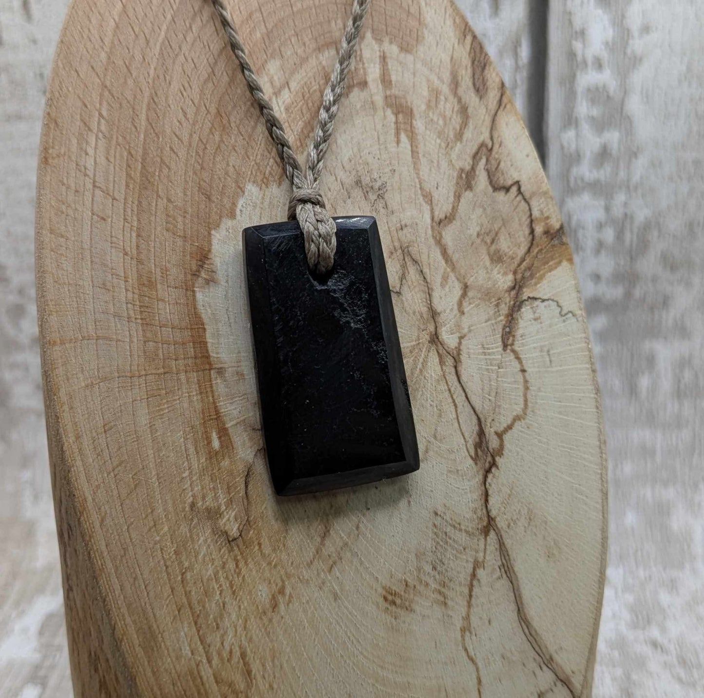 Sea coal rectangular pendant.