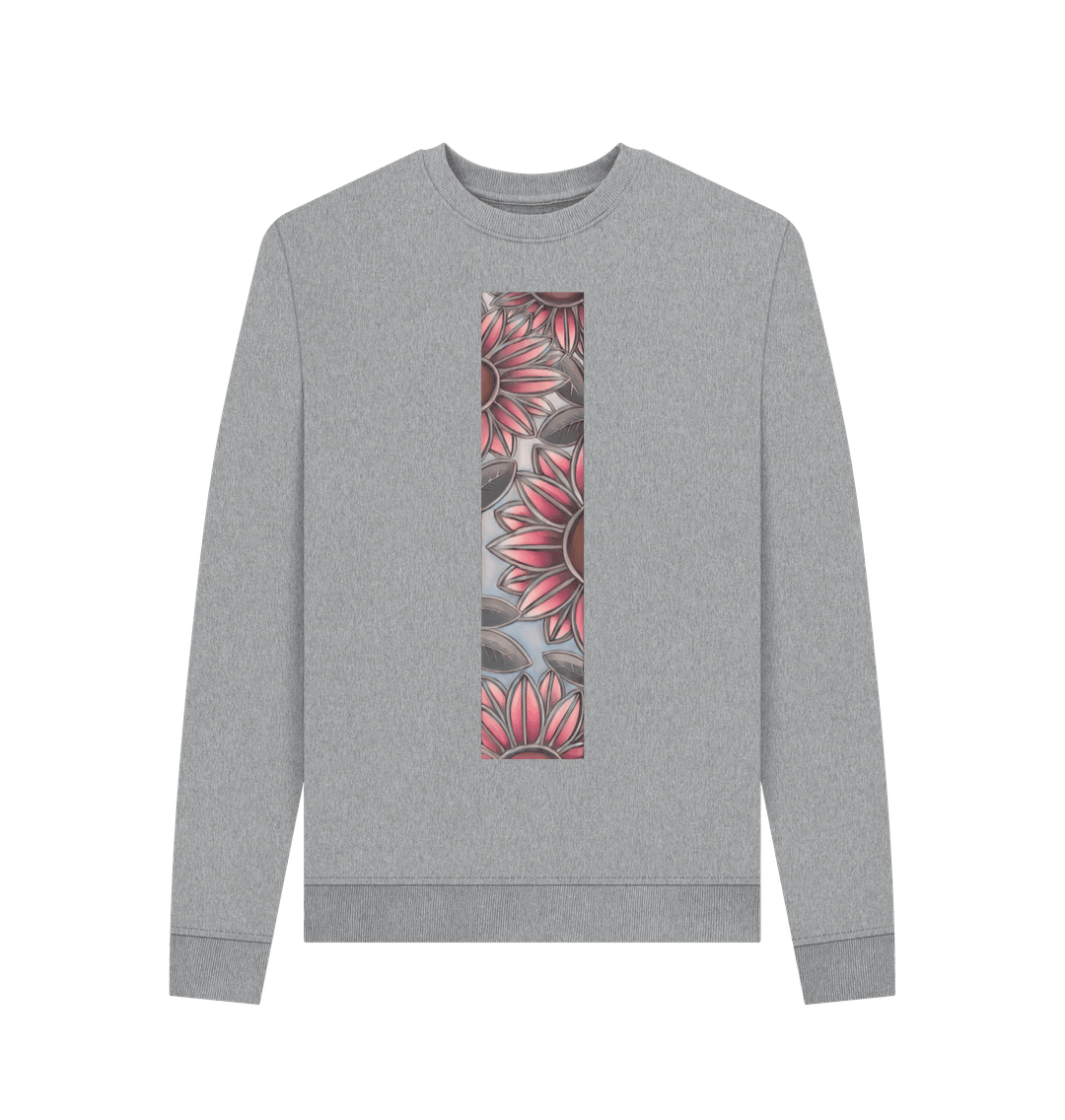 Light Heather Stain glass sunflowers women\u2019s sweatshirt.
