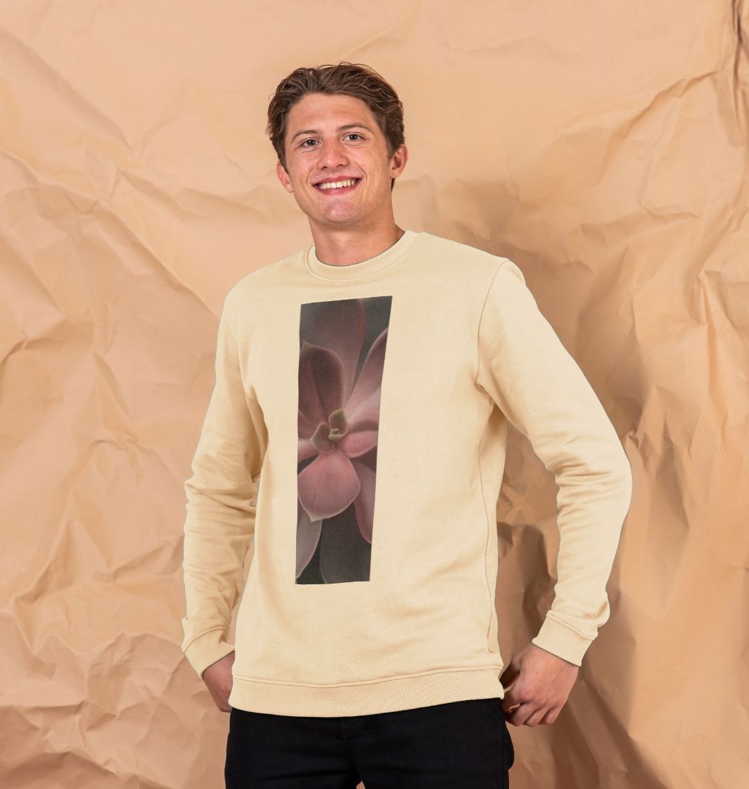 Men’s red to green succulent banner sweater.
