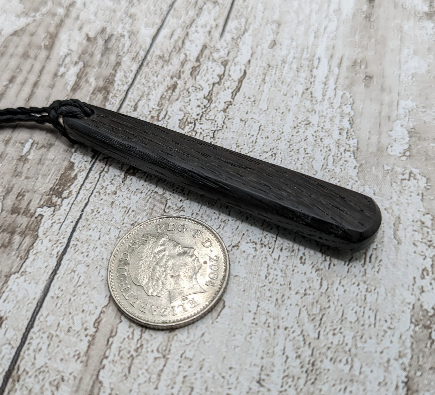 Fenland bog oak roimata drop pendant.