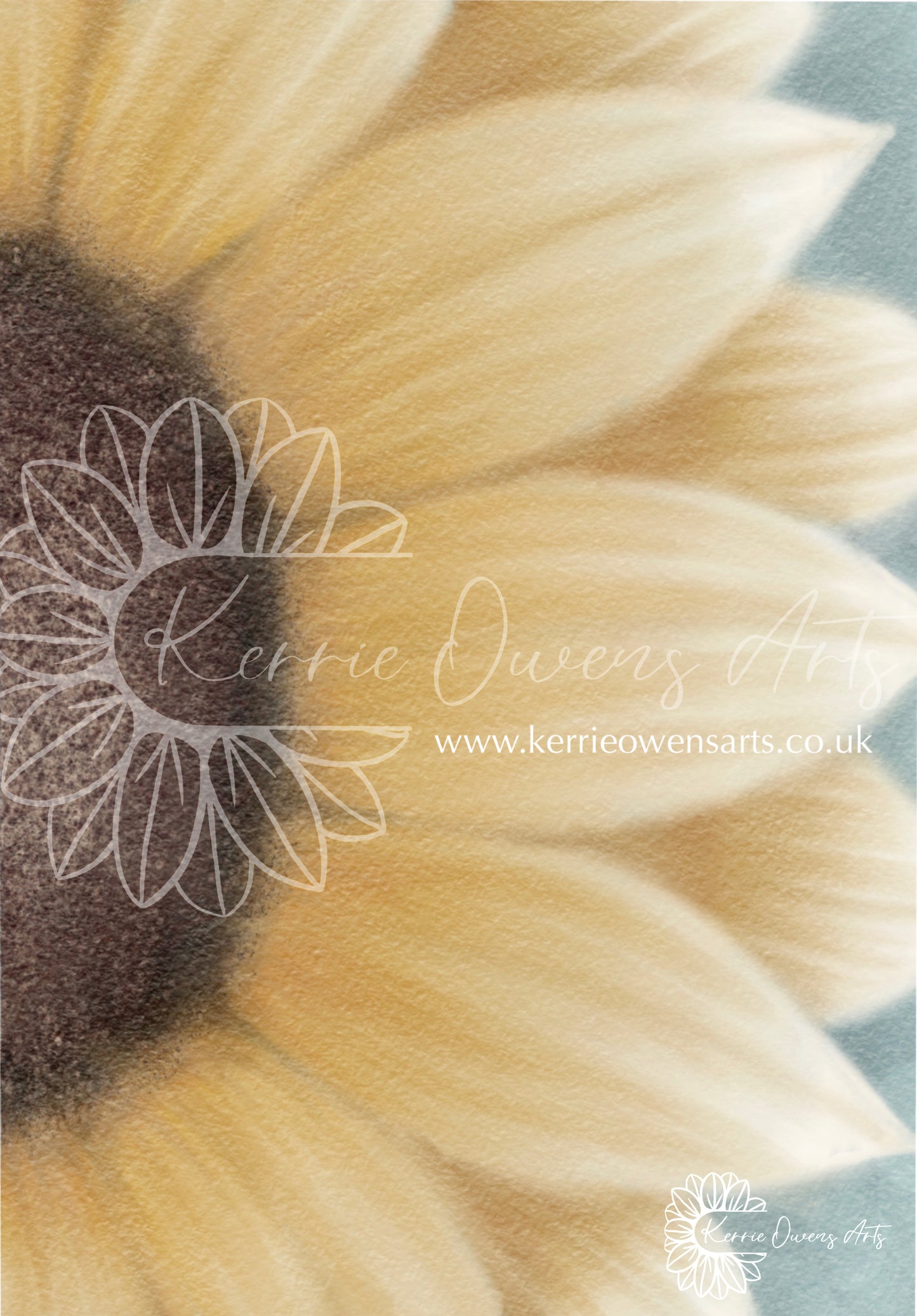 Yellow sunflower side view illustration digital download.