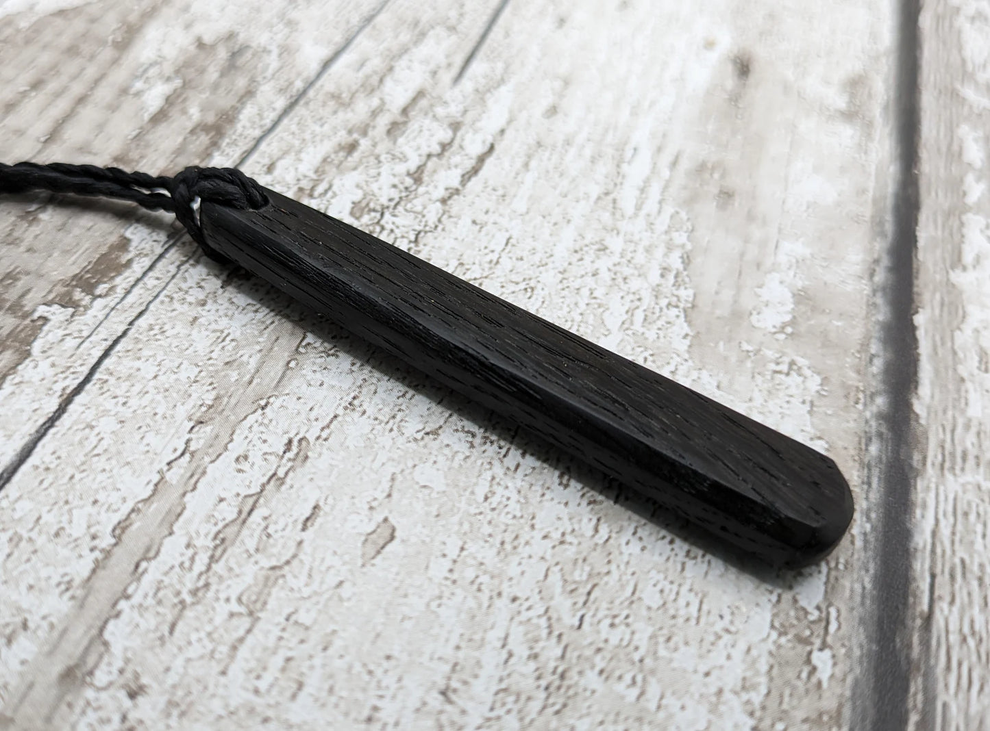 Fenland bog oak roimata drop pendant.