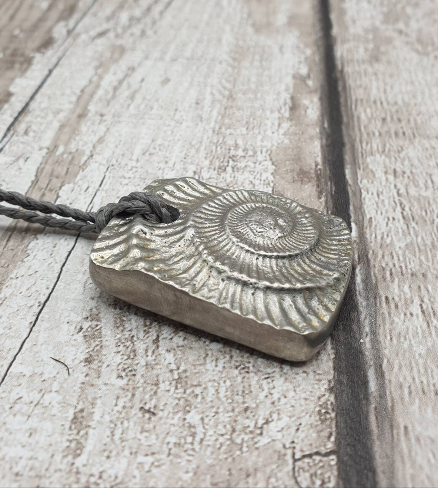 Solid pewter, Whitby ammonite casted pendant.