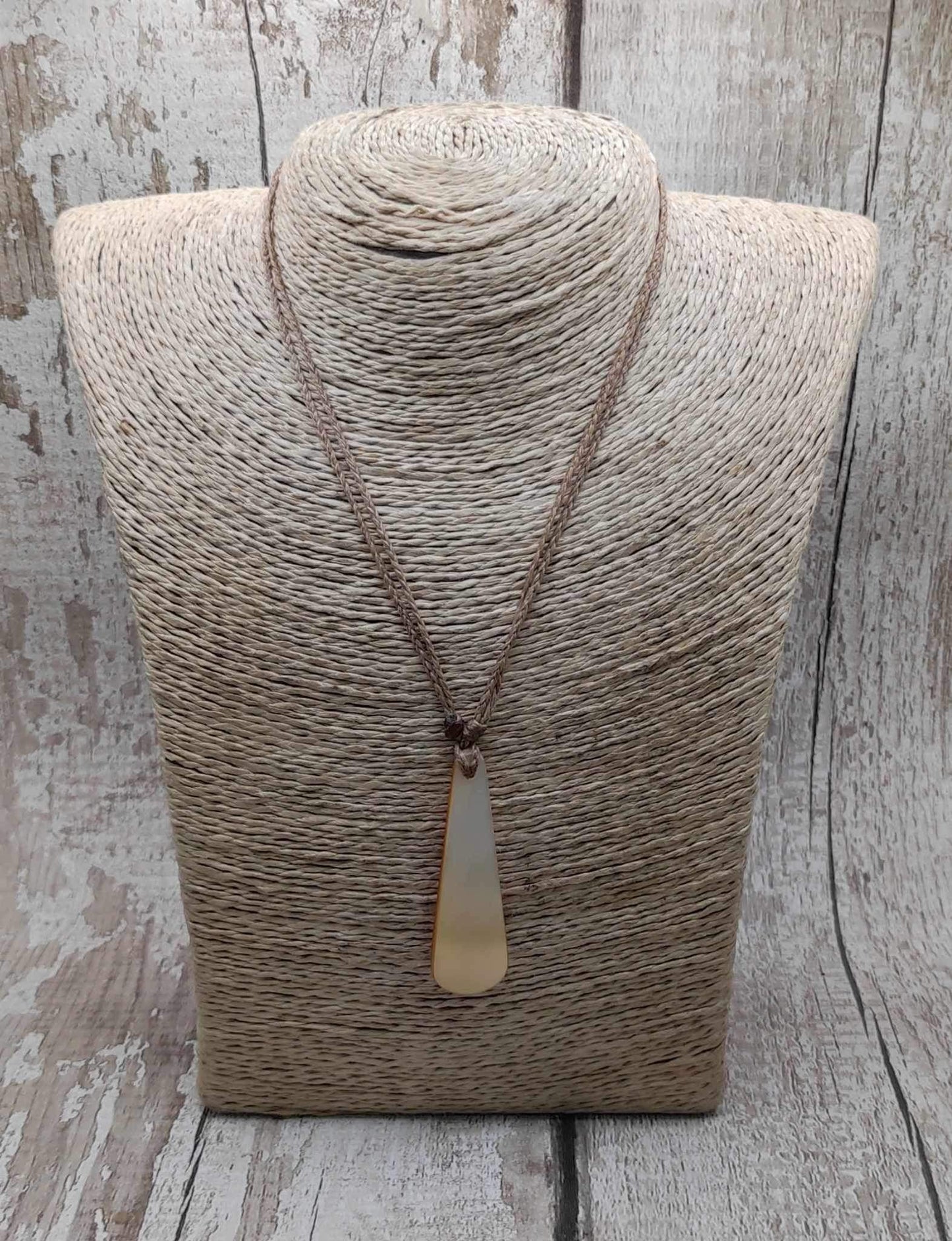 Mother of Pearl shell, roimata tear drop pendant.