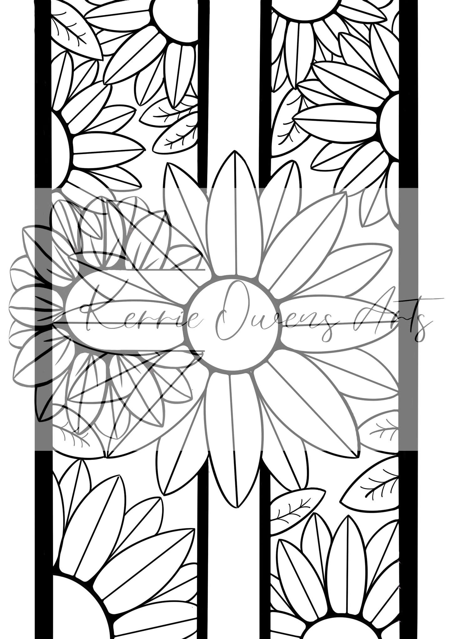 Yellow sunflower side view illustration digital download.