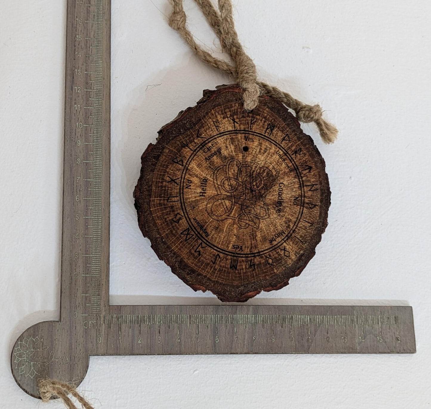 Oak wood Viking Icelandic printed pendulum dowsing board.