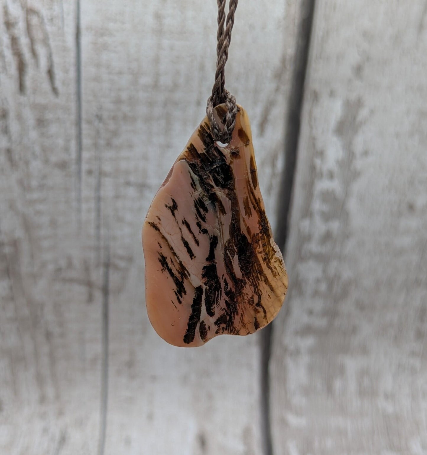 Medium high Iridescent NZ Freshwater Pink Mussel Shell Pendant – Natural Tumbled, Rainbow Shine, Hand-Polished Shell Jewellery