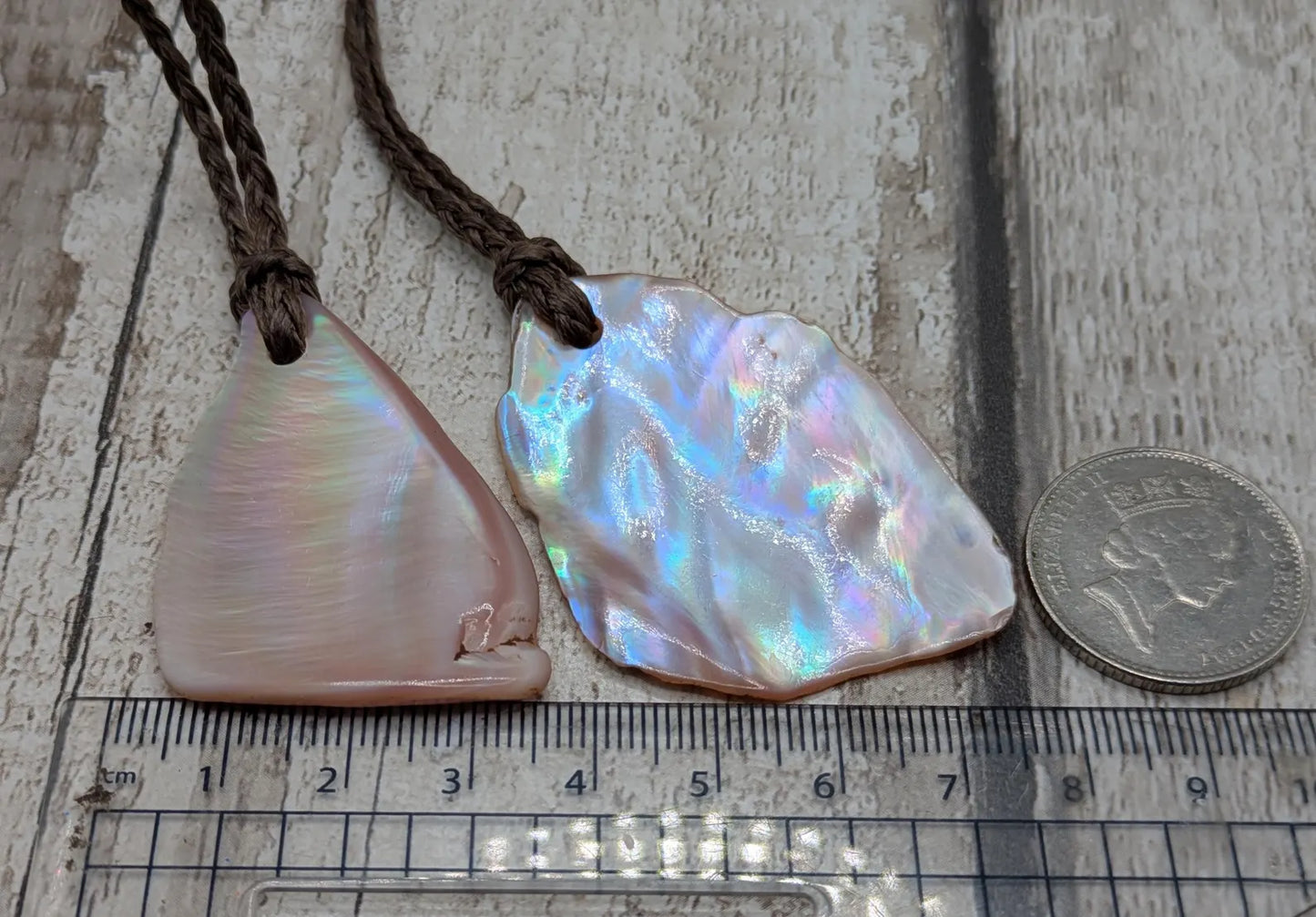 Large Iridescent NZ Freshwater Pink Mussel Shell Pendant – Natural Tumbled, Rainbow Shine, Hand-Polished Shell Jewellery