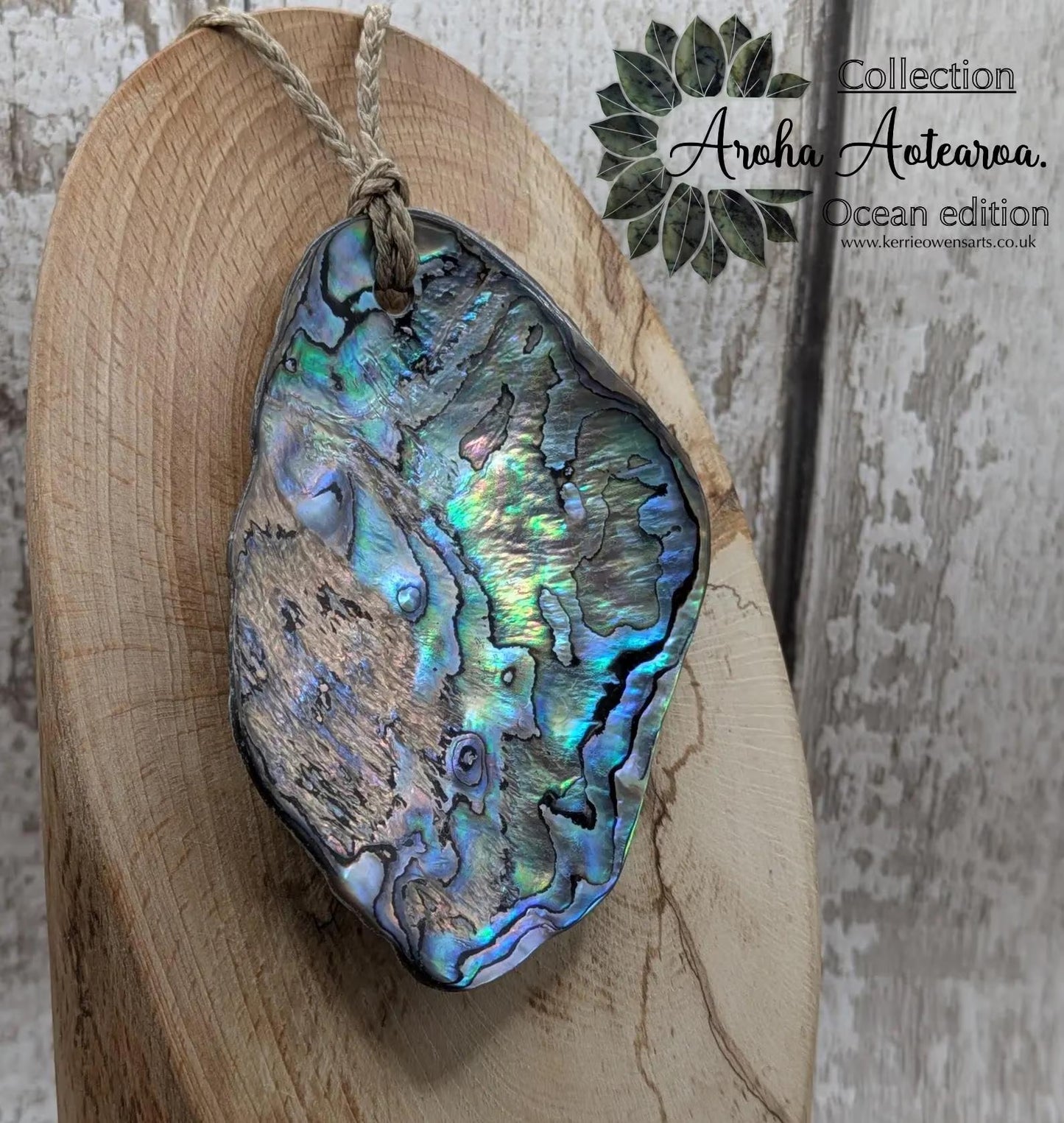 Large Freeform NZ Pāua Shell Pendant – Iridescent Abalone Statement Necklace, Natural statement Beach Jewellery.