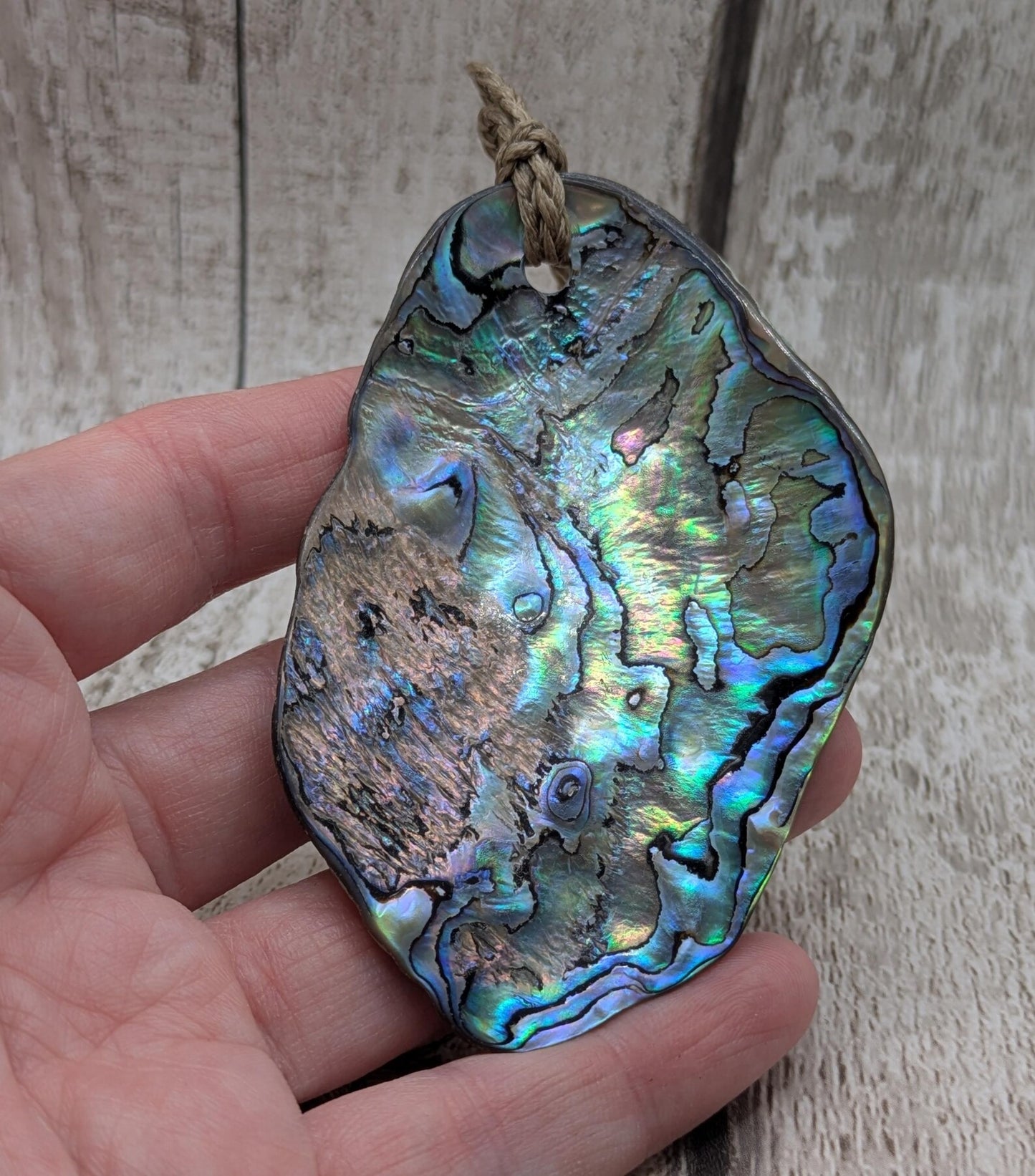 Large Freeform NZ Pāua Shell Pendant – Iridescent Abalone Statement Necklace, Natural statement Beach Jewellery.