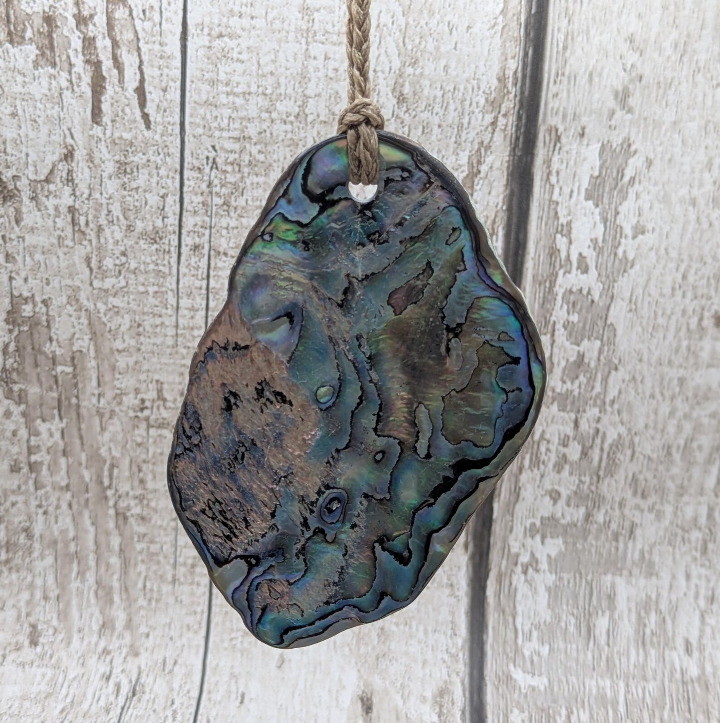 Large Freeform NZ Pāua Shell Pendant – Iridescent Abalone Statement Necklace, Natural statement Beach Jewellery.