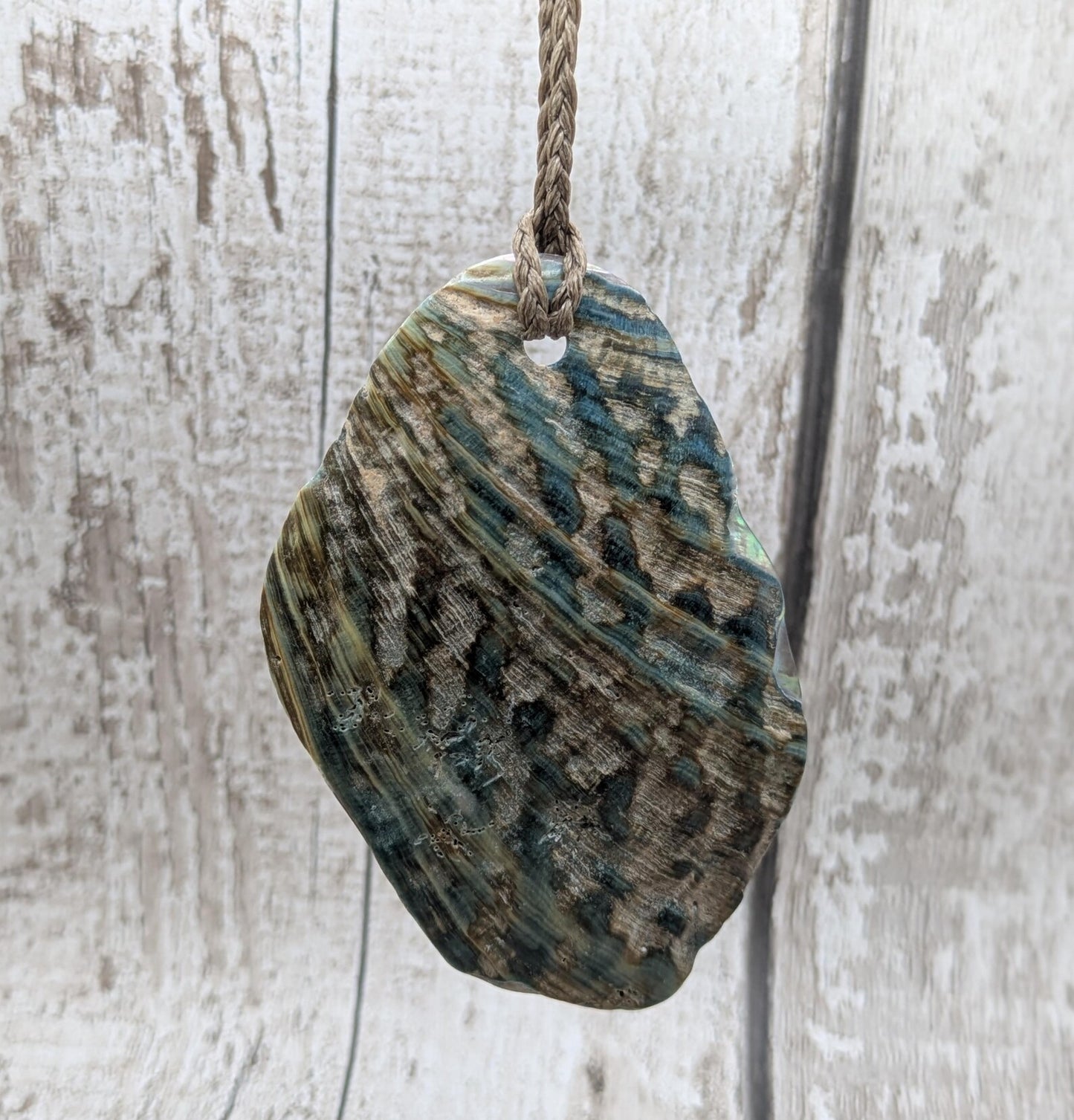 Large Freeform NZ Pāua Shell Pendant – Iridescent Abalone Statement Necklace, Natural statement Beach Jewellery.