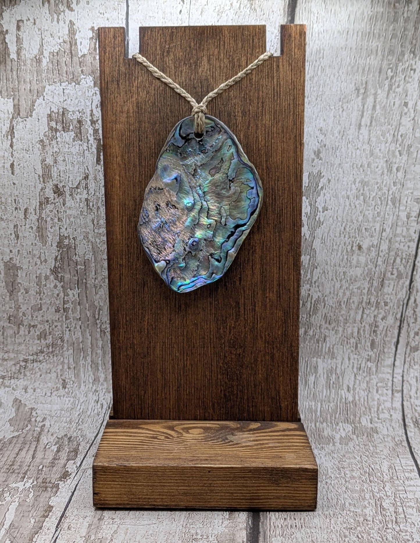 Large Freeform NZ Pāua Shell Pendant – Iridescent Abalone Statement Necklace, Natural statement Beach Jewellery.