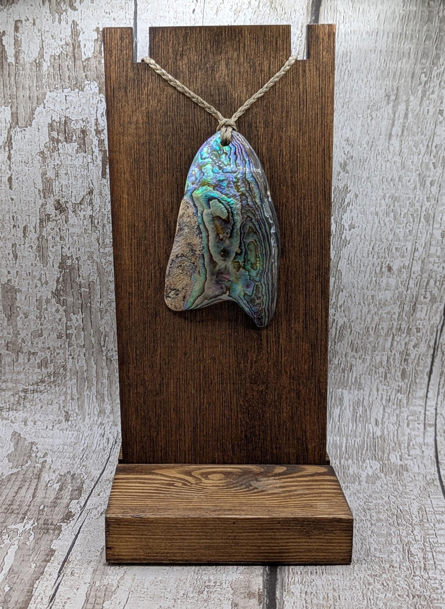 Large Freeform NZ Pāua Shell Pendant – Iridescent Abalone Statement Necklace, Natural statement Beach Jewellery.