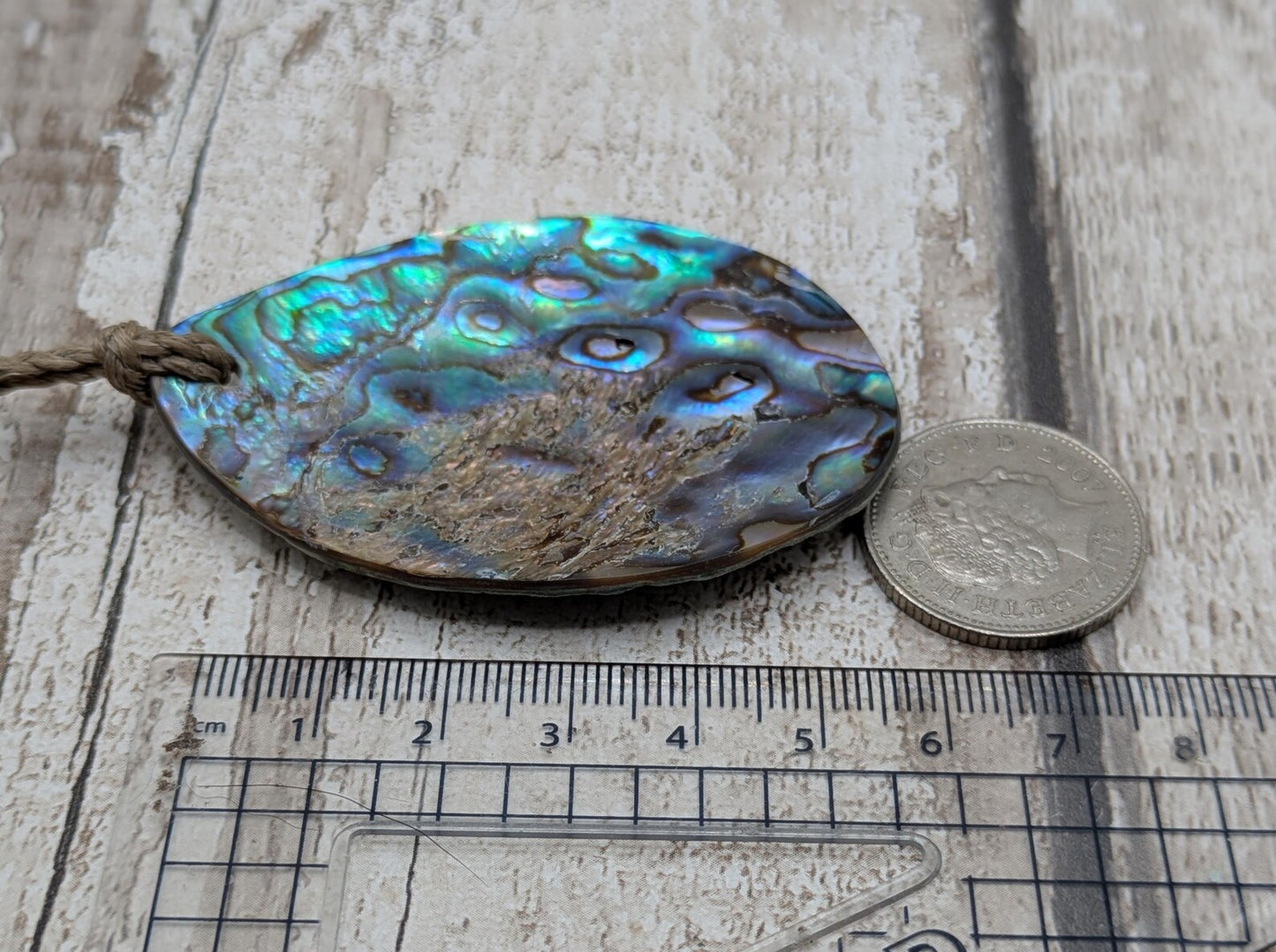 New Zealand rainbow pāua large year drop statement pendant, ocean themed, natural statement amulet.