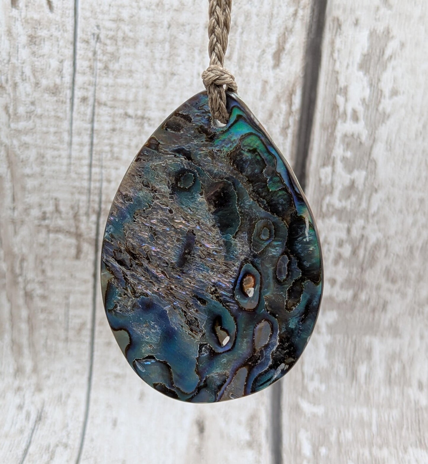 New Zealand rainbow pāua large year drop statement pendant, ocean themed, natural statement amulet.
