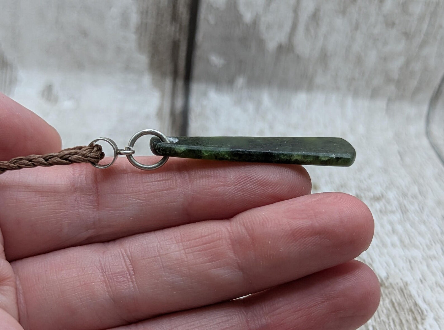 New Zealand nephrite jade Pounamu greenstone roimata drop pendant.