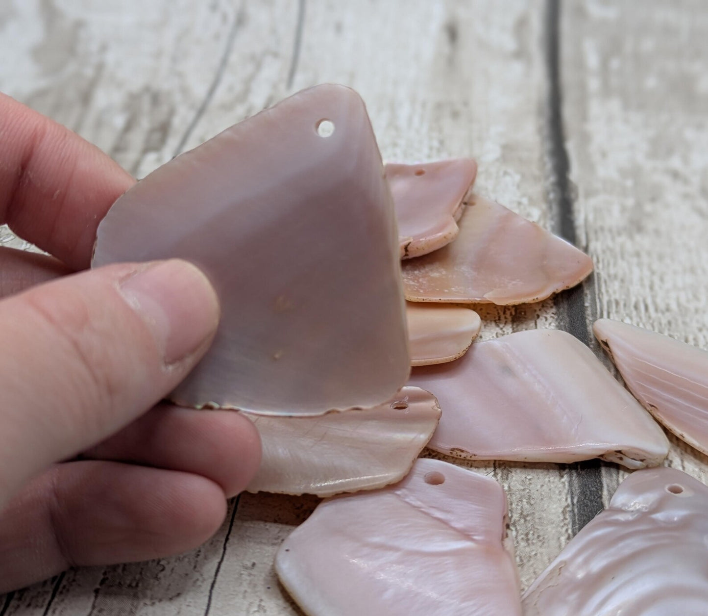 10 New Zealand Freshwater Mussel Shell Pendant Beads, Tumbled, Drilled & Polished, Natural Iridescent, Pearlescent Craft Beads for Jewellery