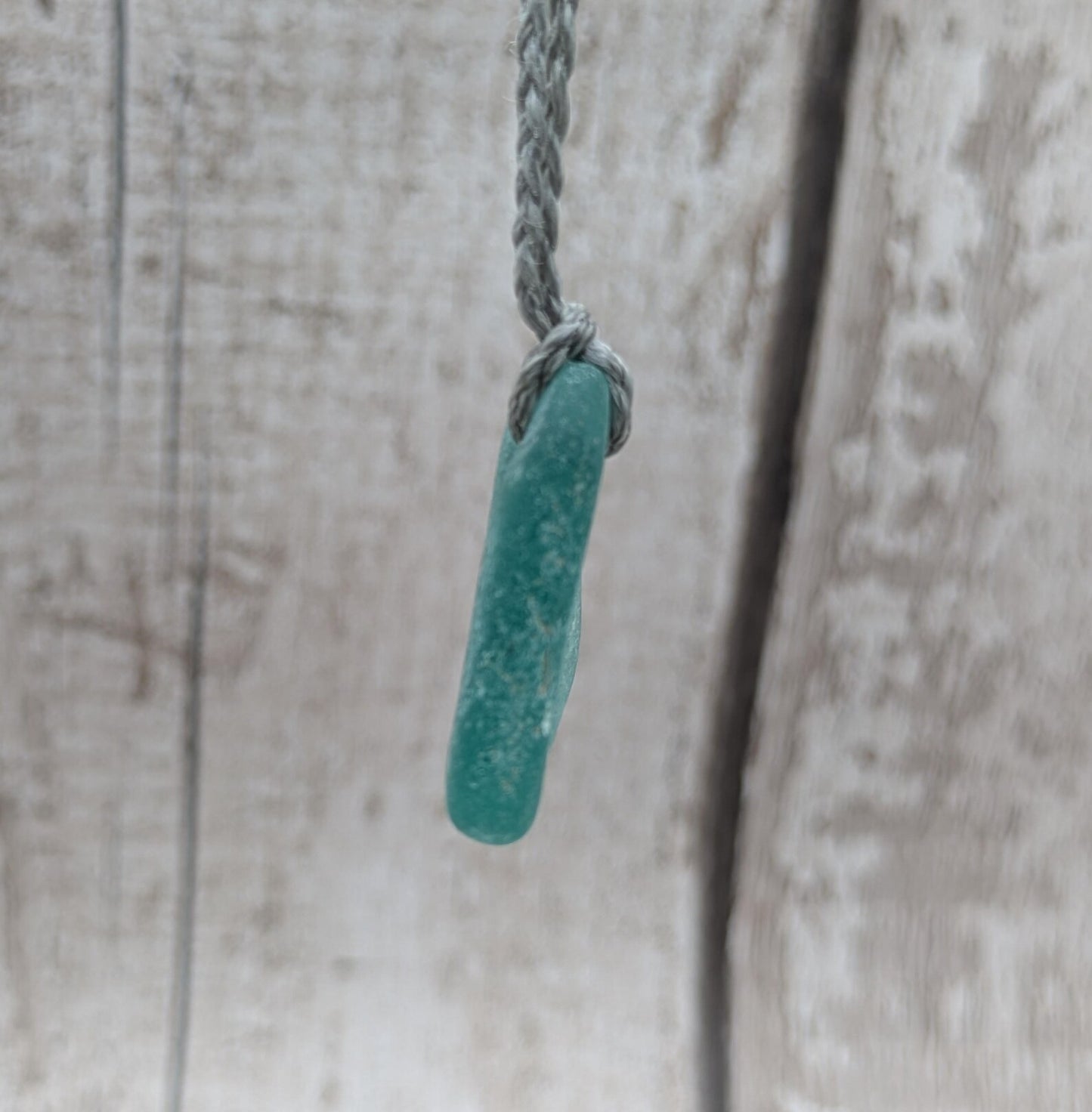 One Blue Naturally Frosted Thames Sea Glass Pendant – Teal or White Beach Glass Necklace – UK Foraged Eco Jewellery – Adjustable Cord Necklace.