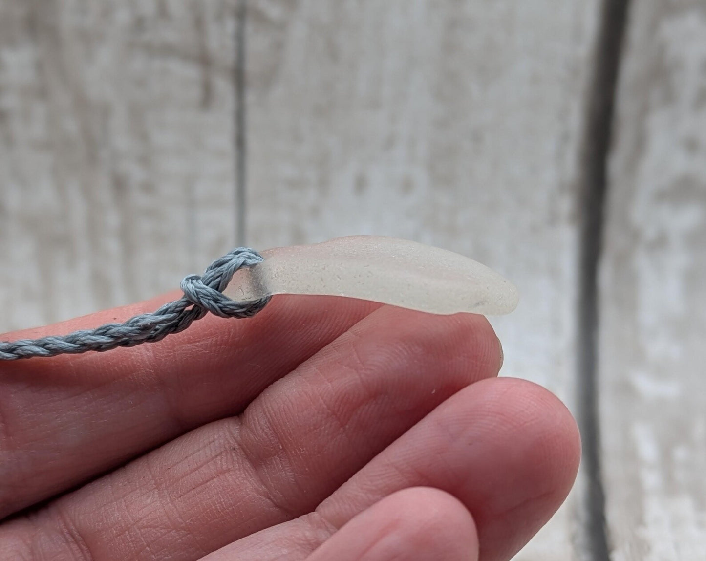 One Naturally Frosted Thames Sea Glass Pendant – Teal or White Beach Glass Necklace – UK Foraged Eco Jewelry – Adjustable Cord Necklace.