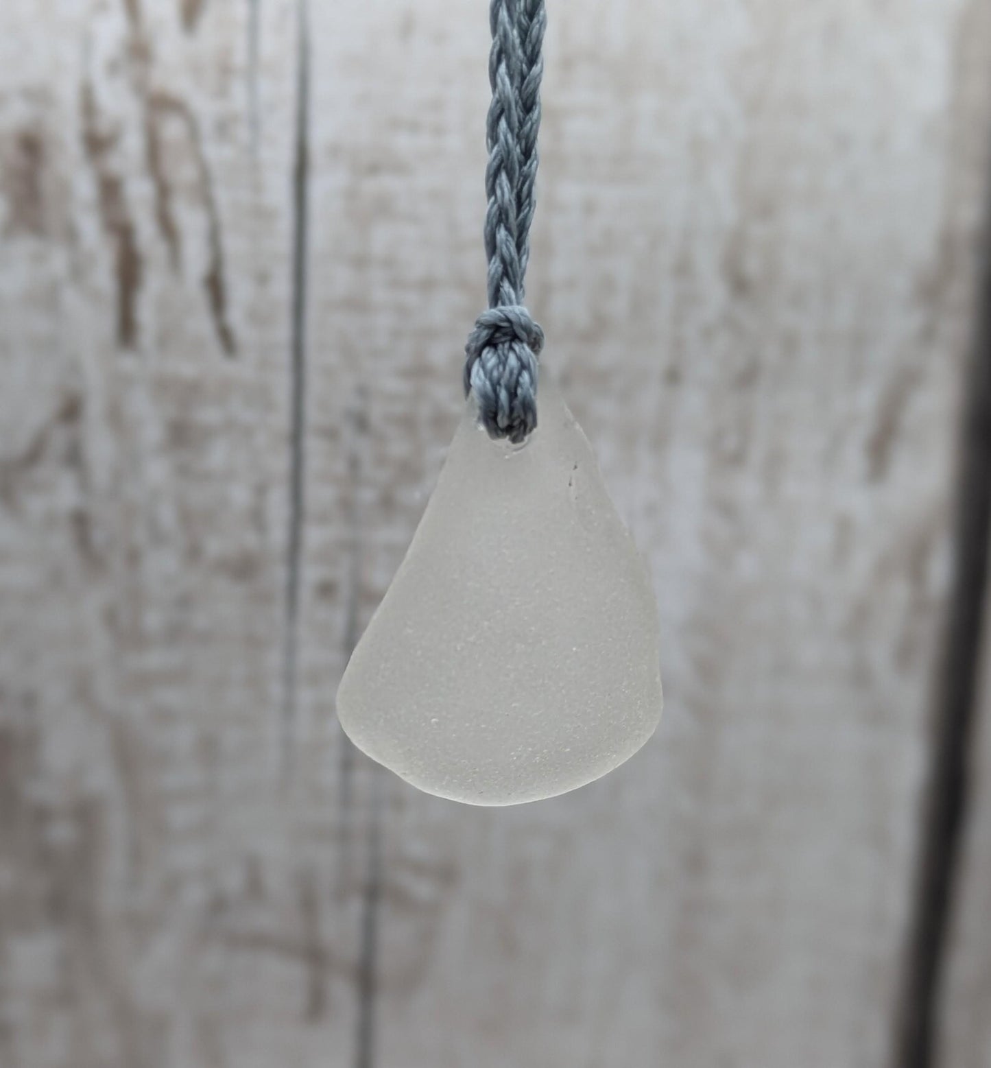 One Naturally Frosted Thames Sea Glass Pendant – Teal or White Beach Glass Necklace – UK Foraged Eco Jewelry – Adjustable Cord Necklace.