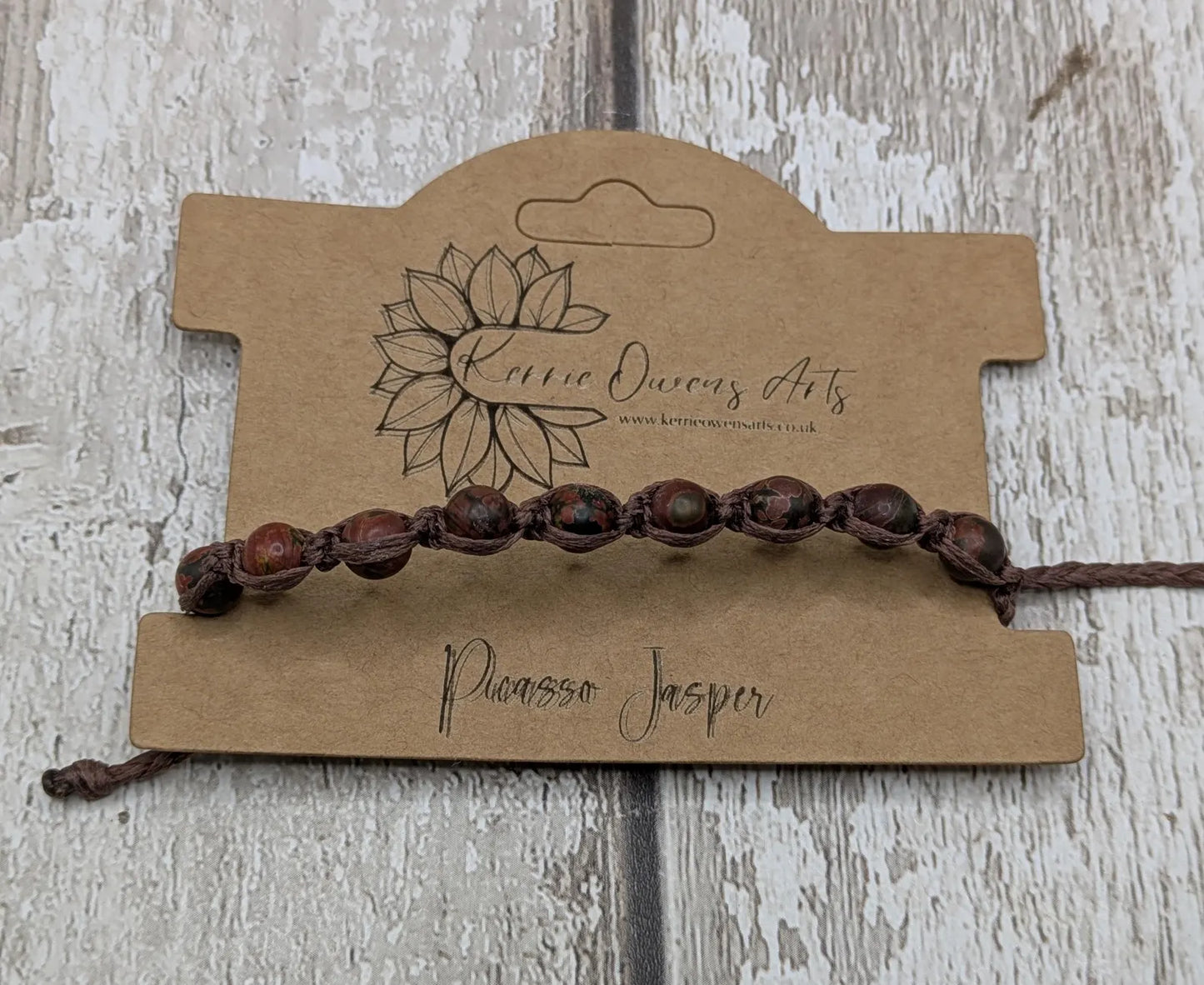 Picasso Jasper macrame beaded bracelet.