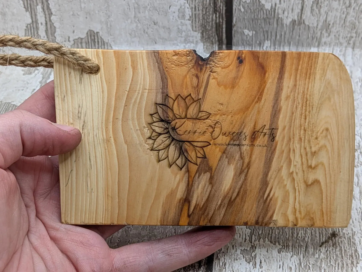 Lace wood mini pocket sized pendulum dowsing board.