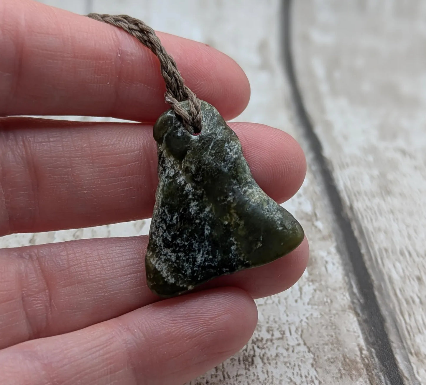 Tumble polished New Zealand Pounamu Jade Necklace – Raw Greenstone Offcut crystal Pendant on Cord, simple spiritual jewellery.