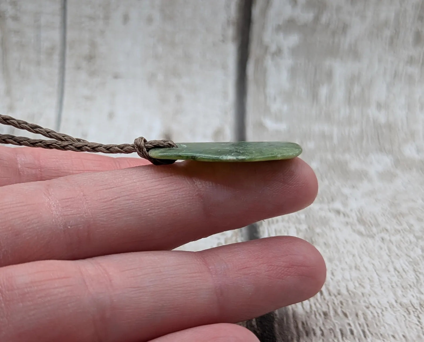 Tumble polished New Zealand Pounamu Jade Necklace – Raw Greenstone Offcut crystal Pendant on Cord, simple spiritual jewellery.