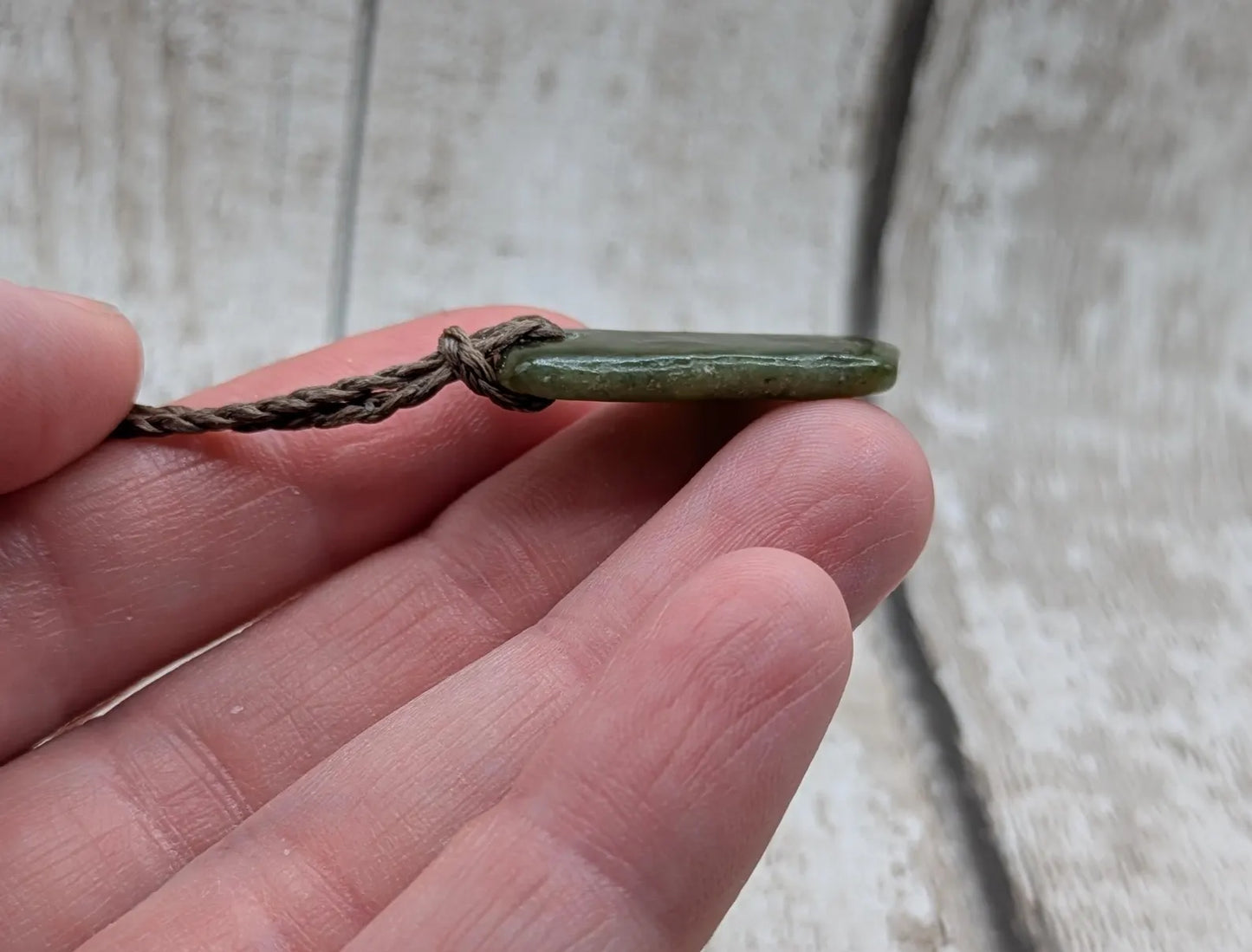 Tumble polished New Zealand Pounamu Jade Necklace – Raw Greenstone Offcut crystal Pendant on Cord, simple spiritual jewellery.