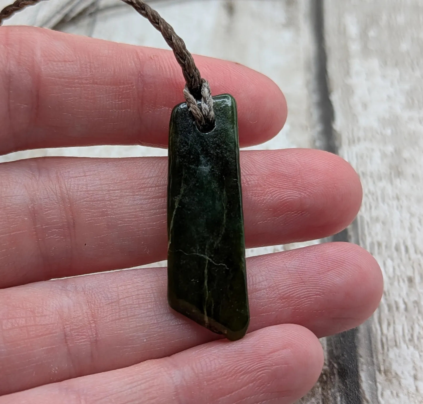 Tumble polished New Zealand Pounamu Jade Necklace – Raw Greenstone Offcut crystal Pendant on Cord, simple spiritual jewellery.