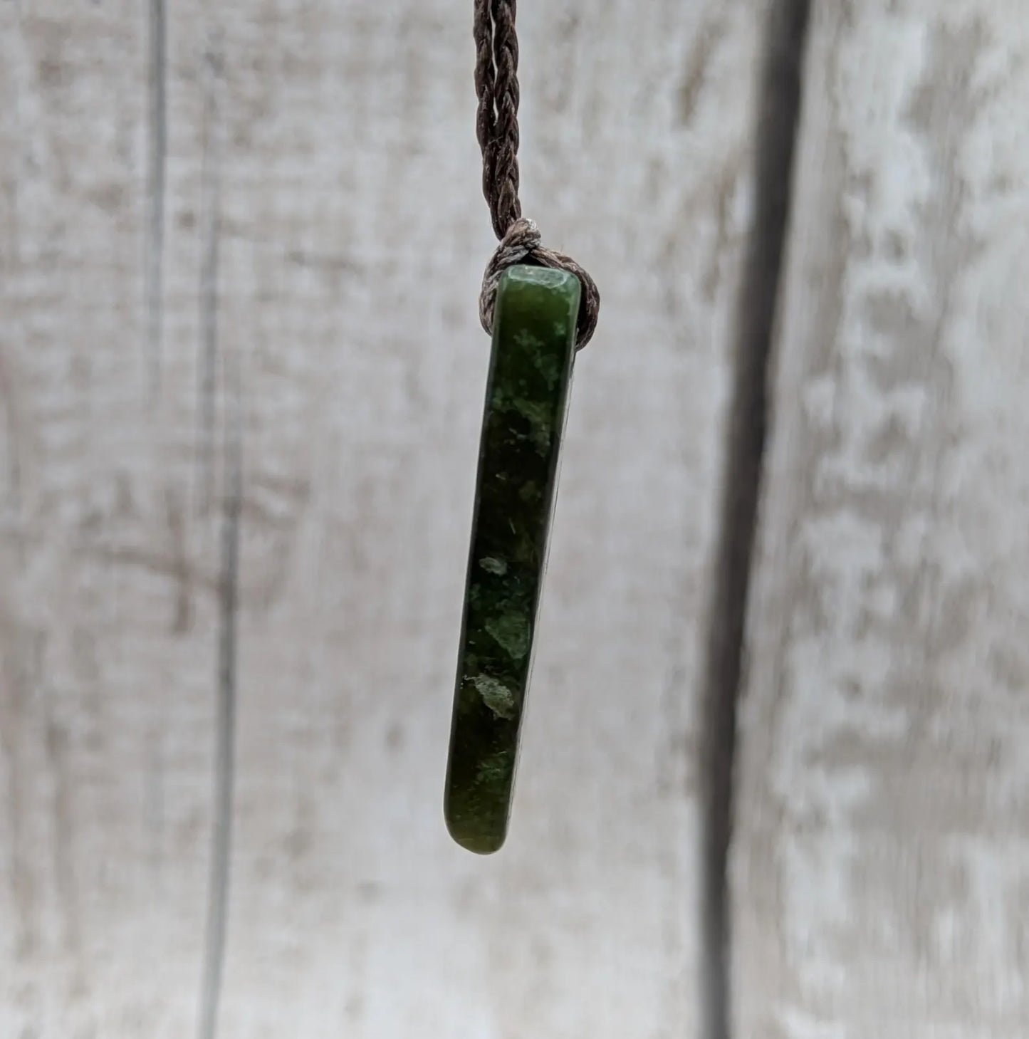 Tumble polished New Zealand Pounamu Jade Necklace – Raw Greenstone Offcut crystal Pendant on Cord, simple spiritual jewellery.