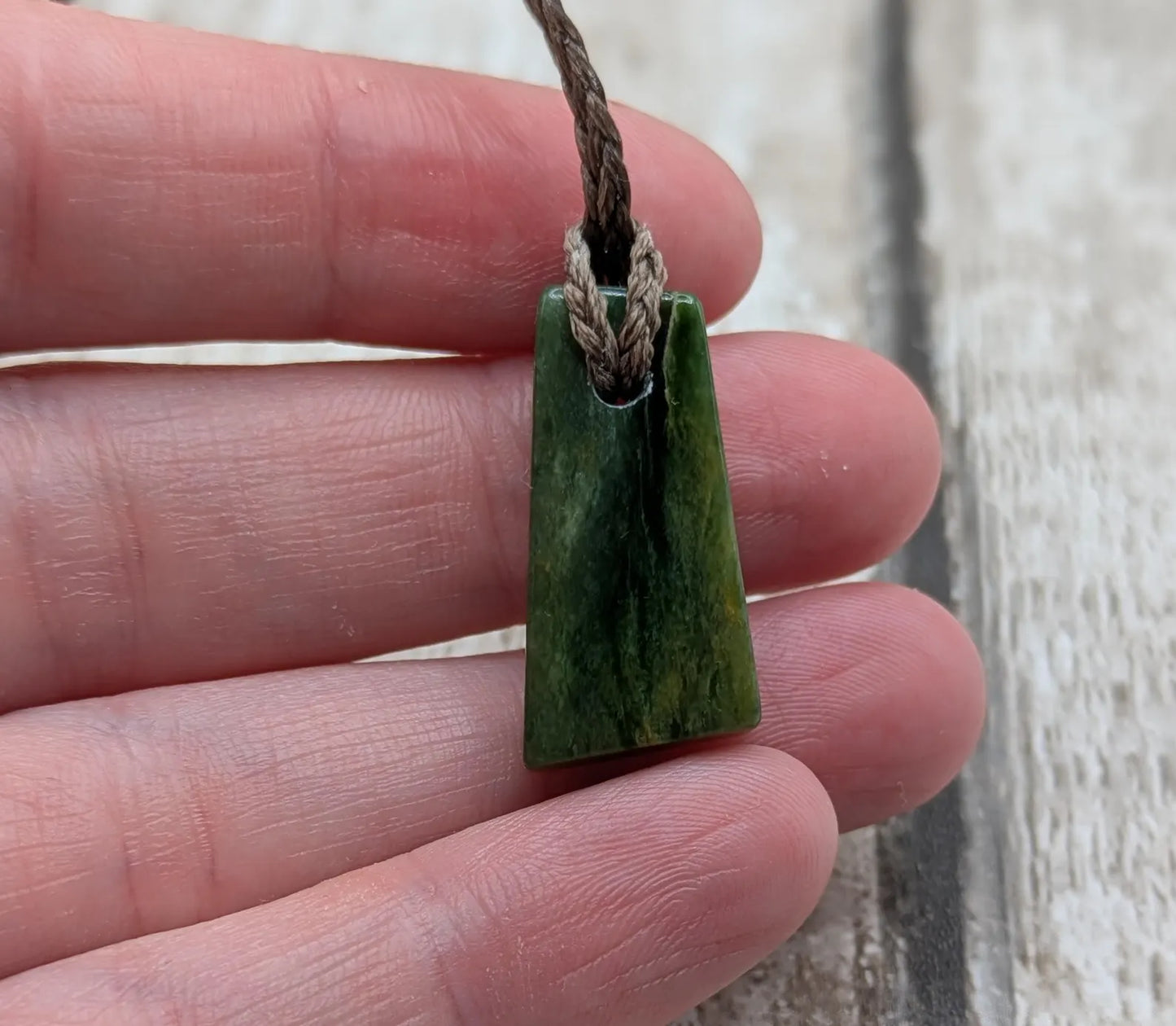 Tumble polished New Zealand Pounamu Jade Necklace – Raw Greenstone Offcut crystal Pendant on Cord, simple spiritual jewellery.