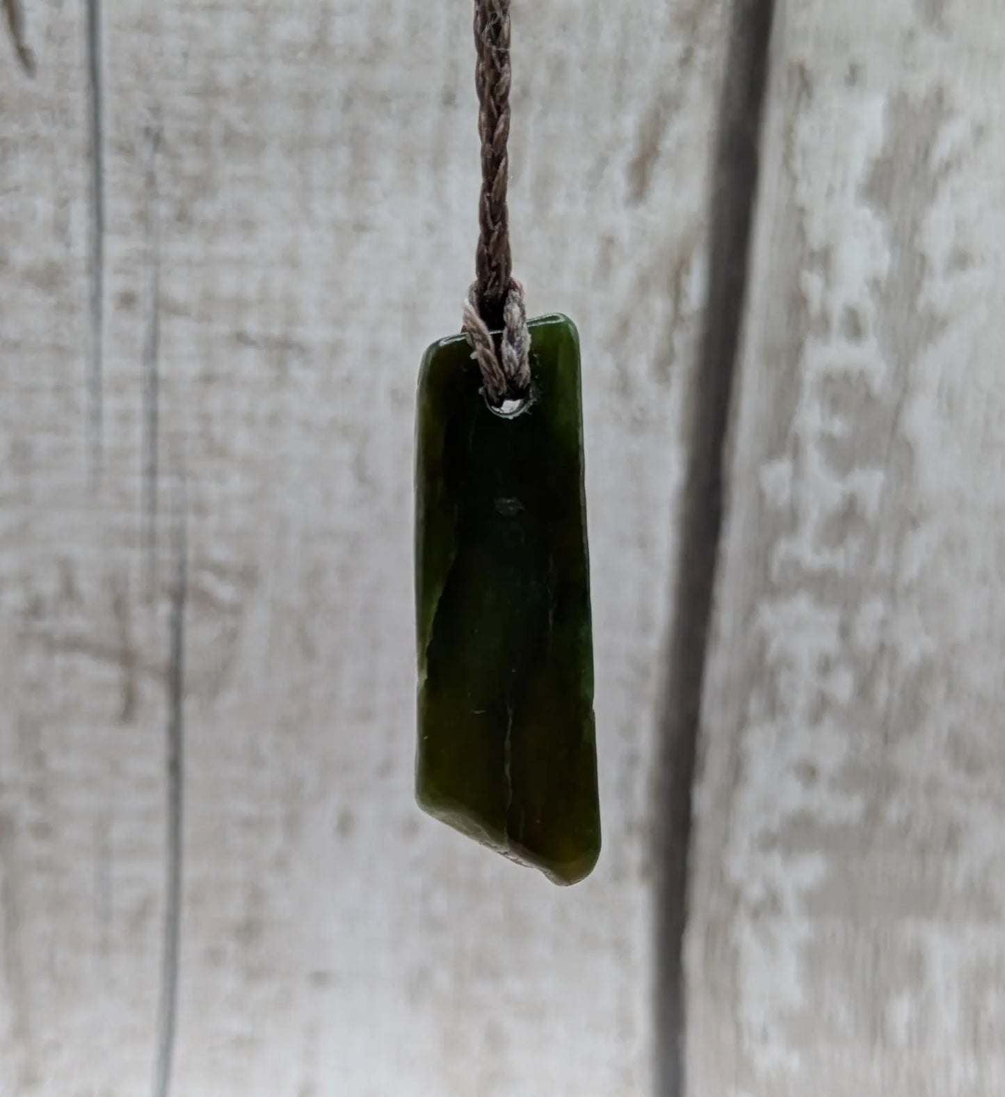 Tumble polished New Zealand Pounamu Jade Necklace – Raw Greenstone Offcut crystal Pendant on Cord, simple spiritual jewellery.
