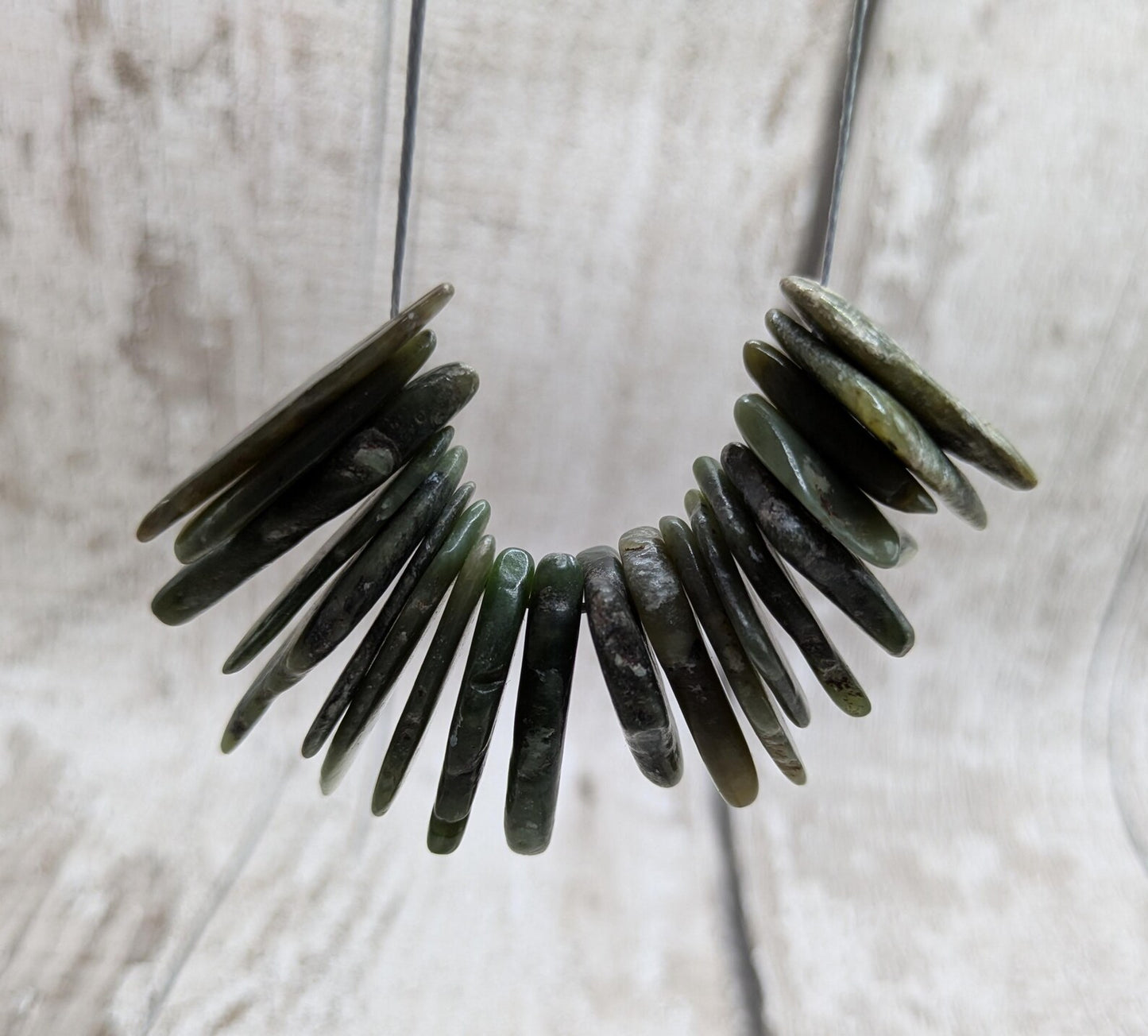 20 Top-Drilled chunky New Zealand Pounamu Beads – Tumble polished Greenstone Offcuts for Jewellery Making and craft projects.