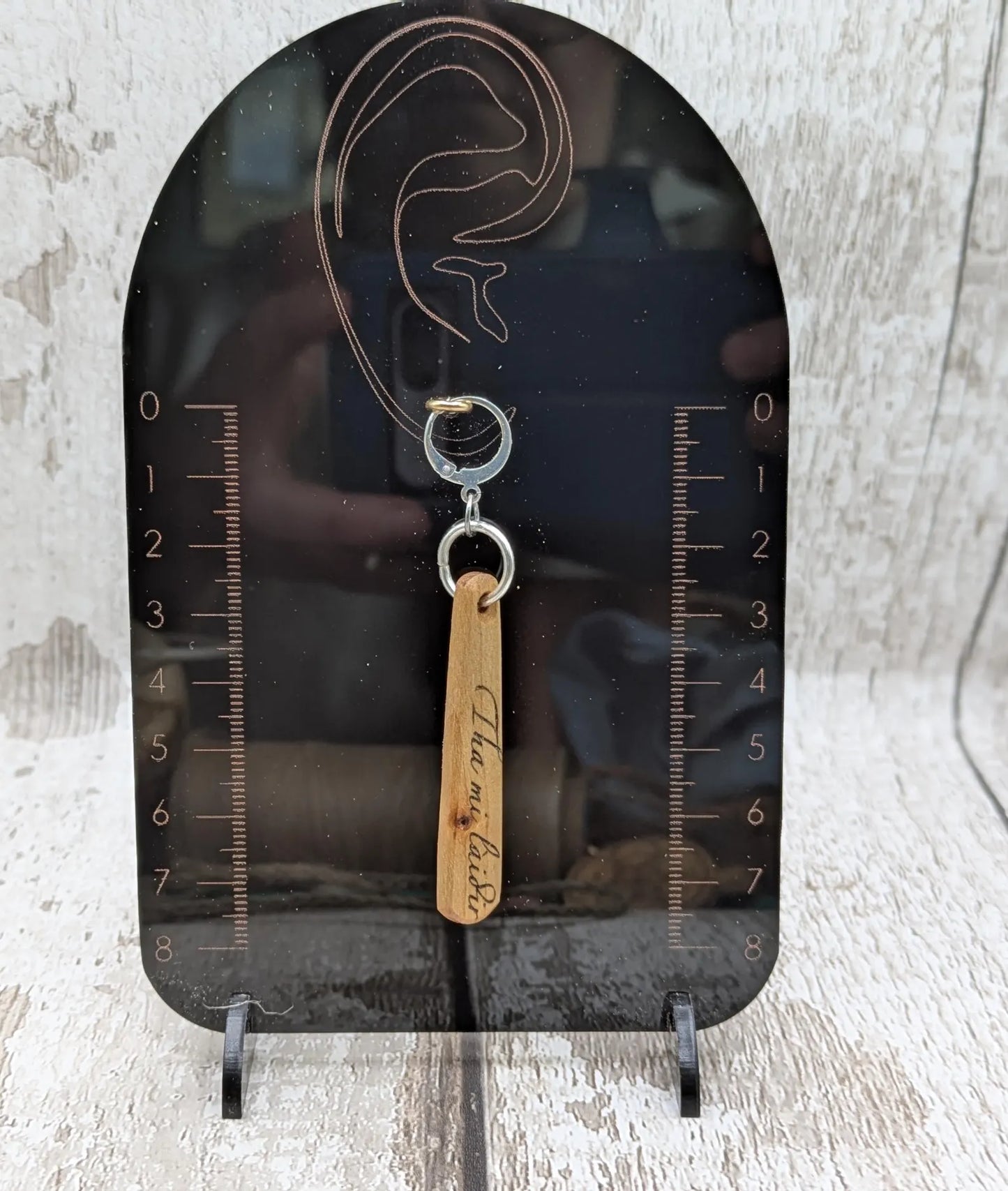 Lime Wood Roimata Earrings, Scottish Gaelic "I Am Strong" Affirmation, Stainless Steel Findings