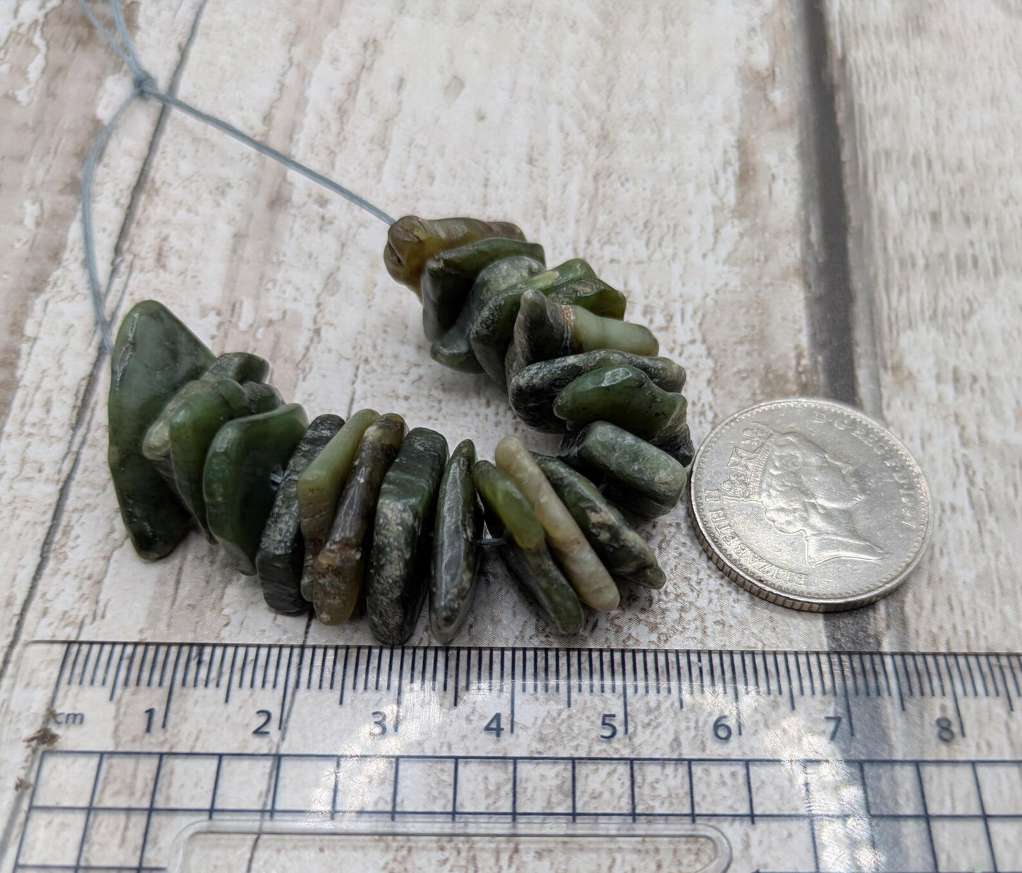 20 Centre-Drilled chunky New Zealand Pounamu Beads – Tumble polished Greenstone Offcuts for Jewellery Making and craft projects.