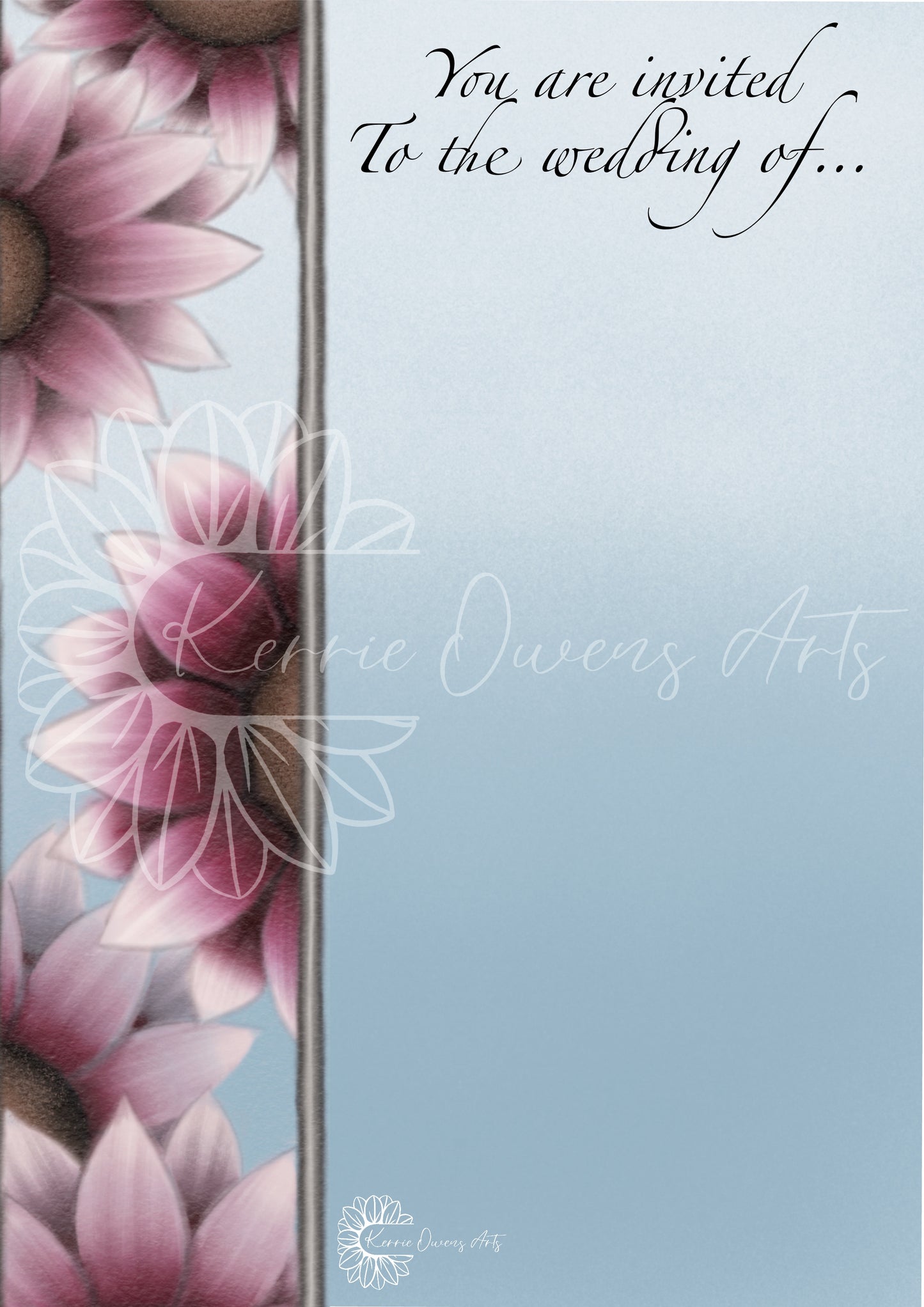 Magnolia sunflower, wedding/party invitation pack, digital download.