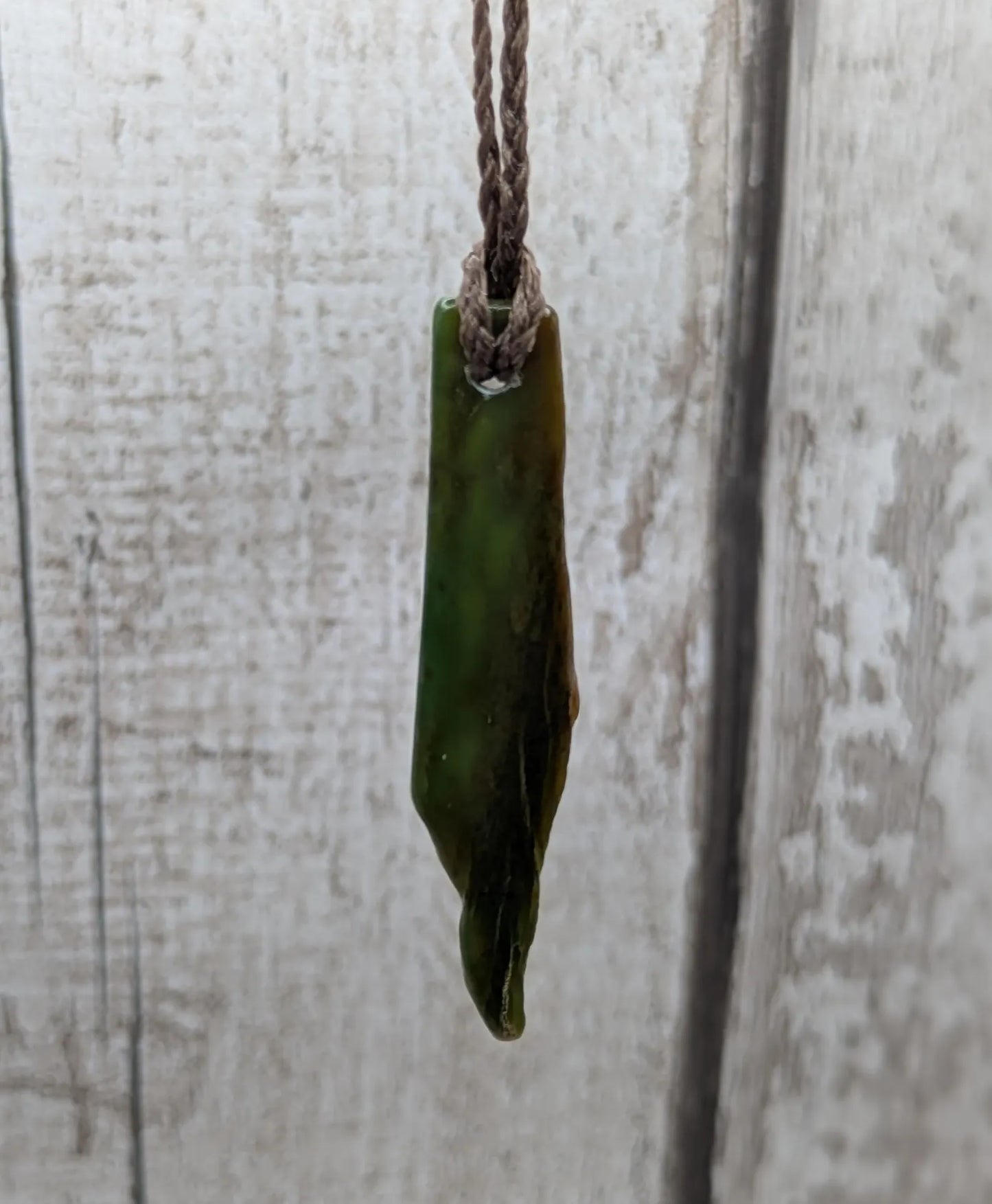 Tumble polished New Zealand Pounamu Jade Necklace – Raw Greenstone Offcut crystal Pendant on Cord, simple spiritual jewellery.