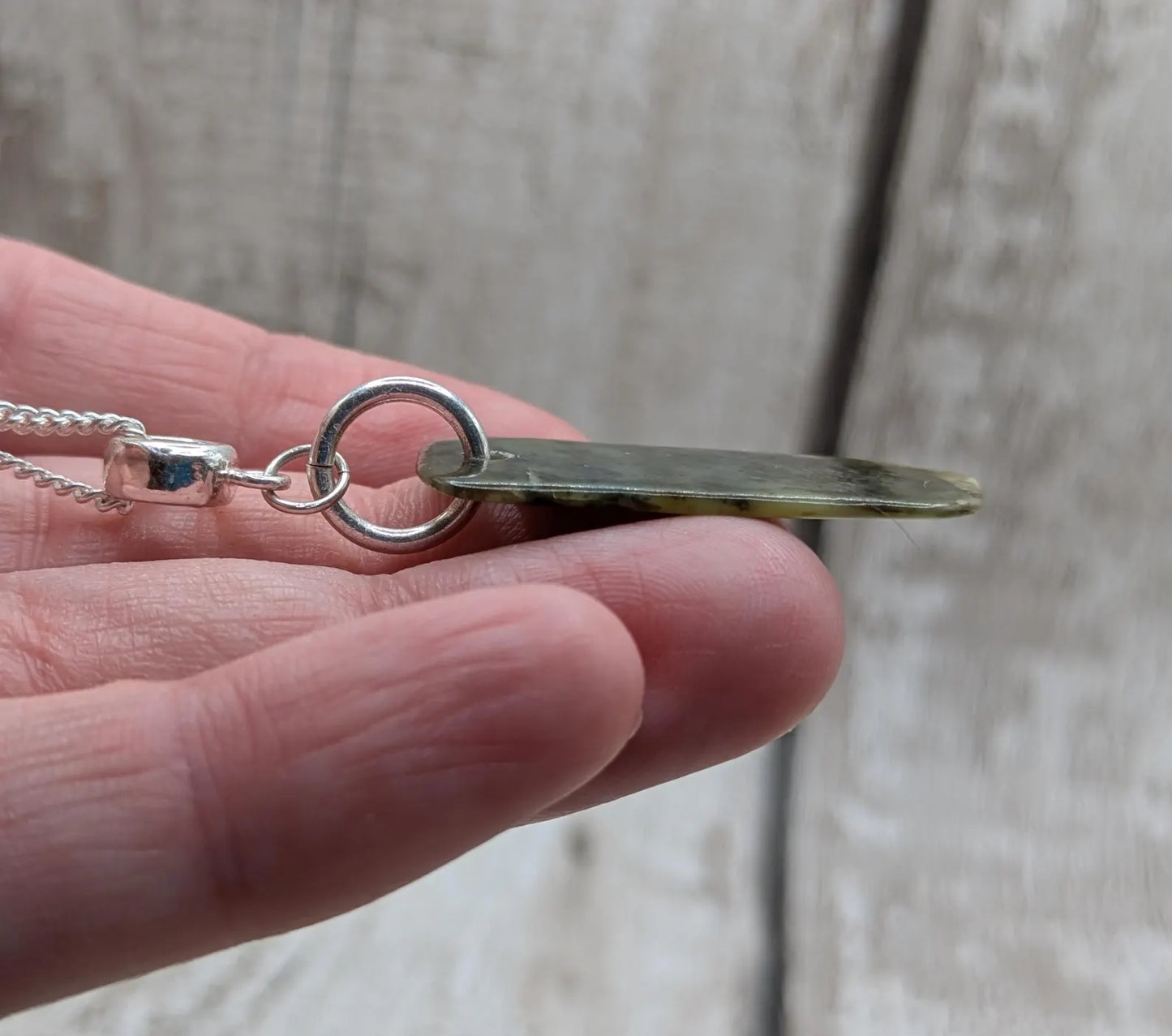New Zealand Pounamu Jade Pendant on Sterling Silver Chain – Tumbled polished Greenstone Necklace, spiritual talisman, cultural amulet.