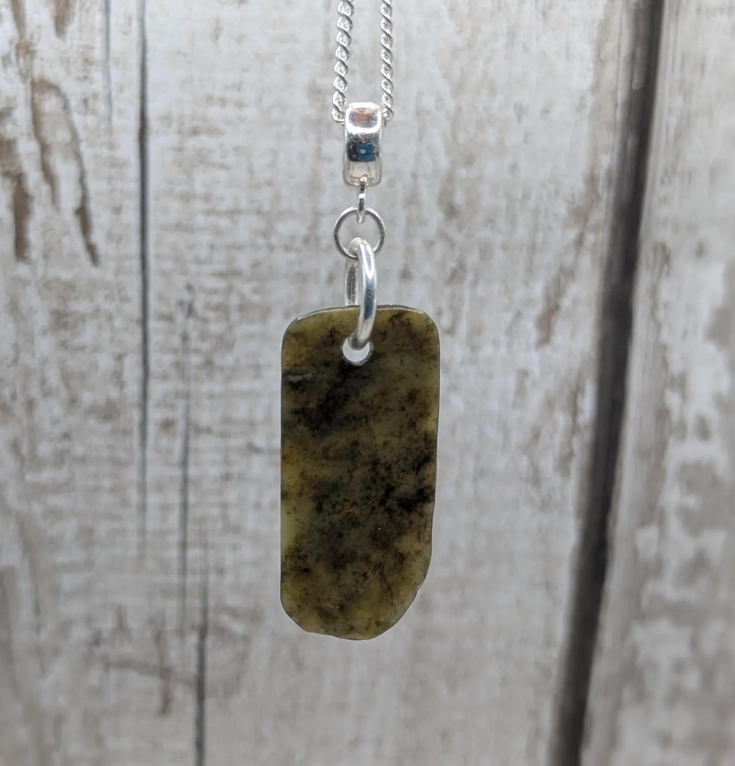 New Zealand Pounamu Jade Pendant on Sterling Silver Chain – Tumbled polished Greenstone Necklace, spiritual talisman, cultural amulet.