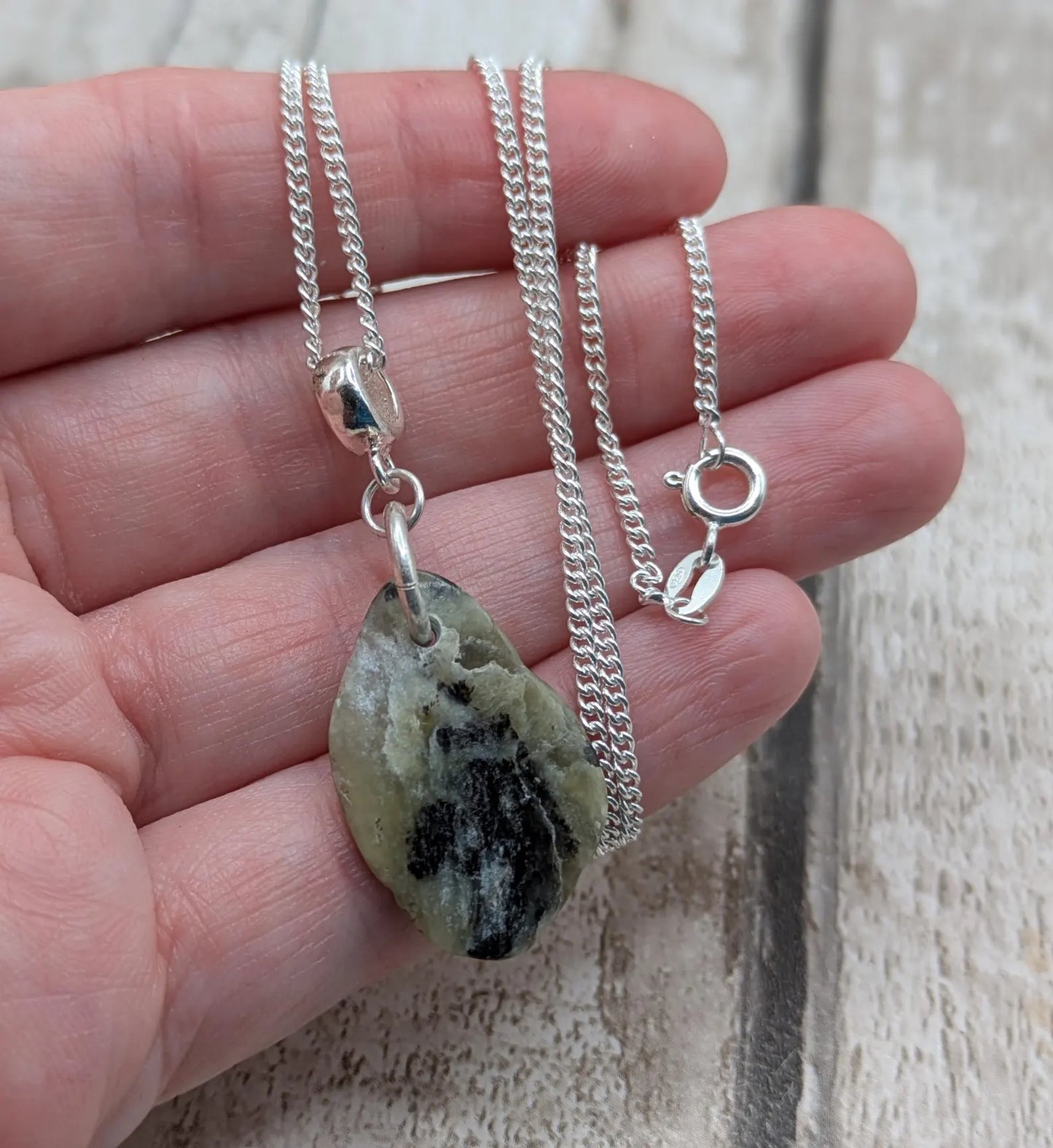 New Zealand Pounamu Jade Pendant on Sterling Silver Chain – Tumbled polished Greenstone Necklace, spiritual talisman, cultural amulet.